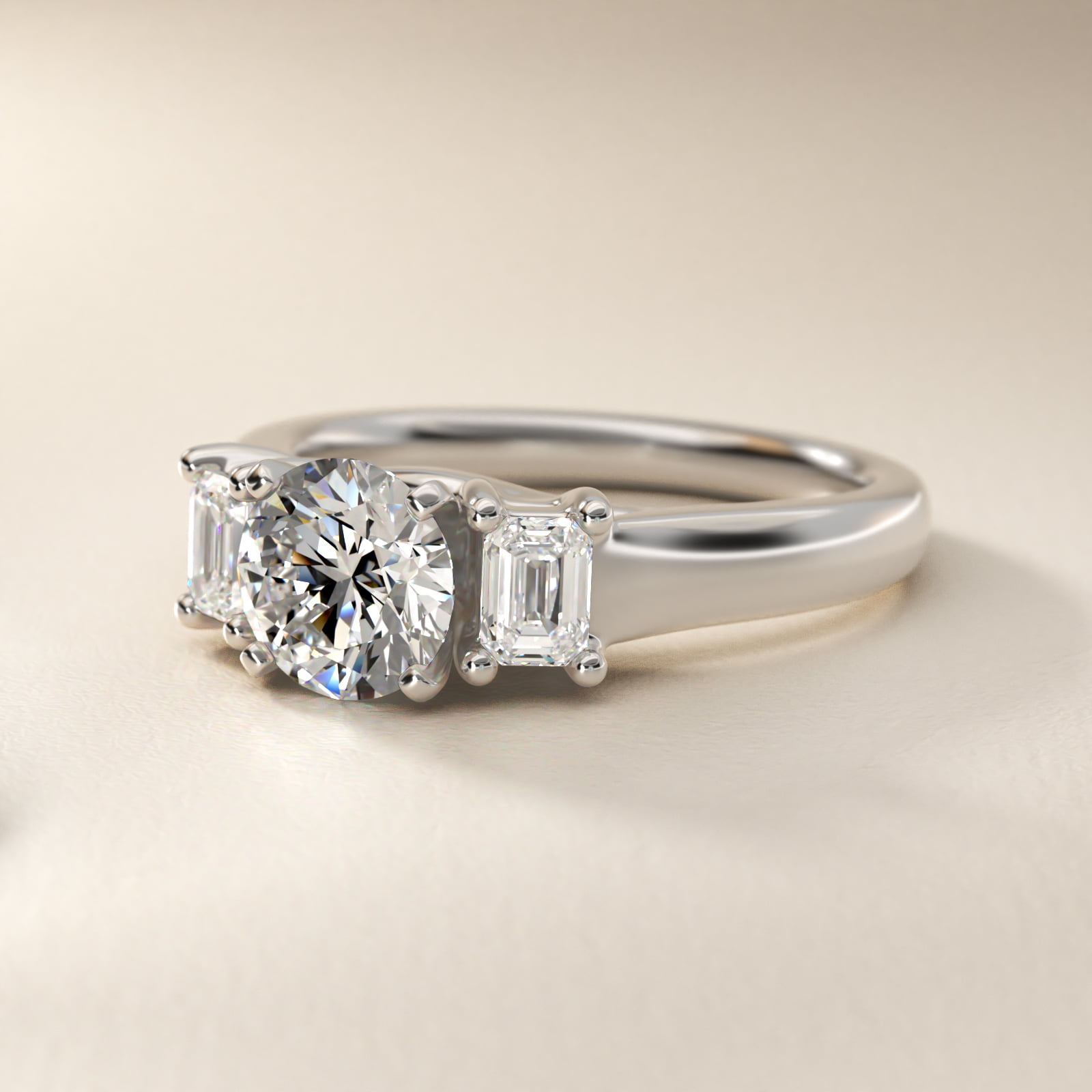 ZAC ZAC POSEN Three-Stone Emerald-Cut Diamond Engagement Ring in Platinum (1/3 ct tw.)