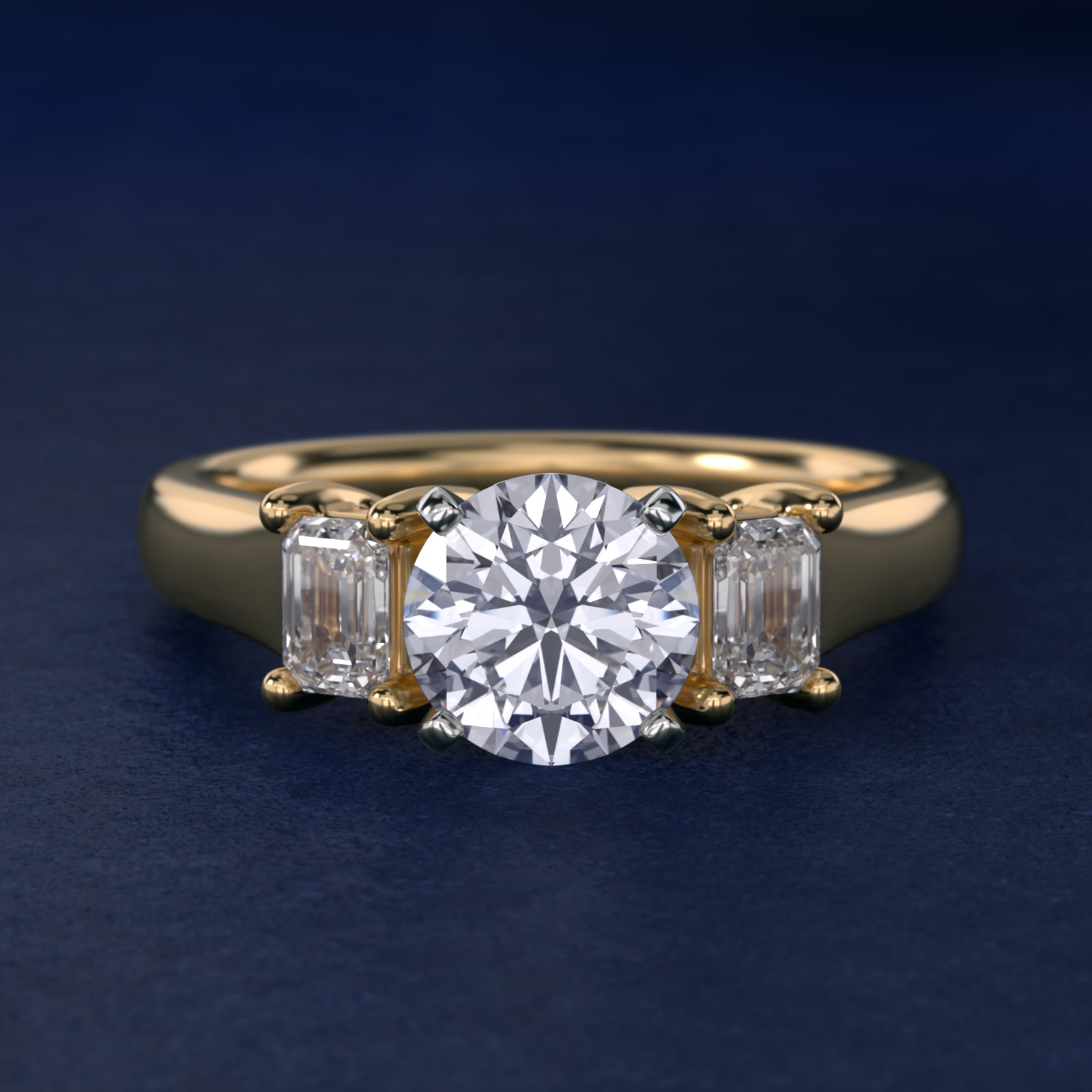 ZAC ZAC POSEN Three-Stone Emerald-Cut Diamond Engagement Ring in 14K Yellow Gold (1/3 ct tw.)