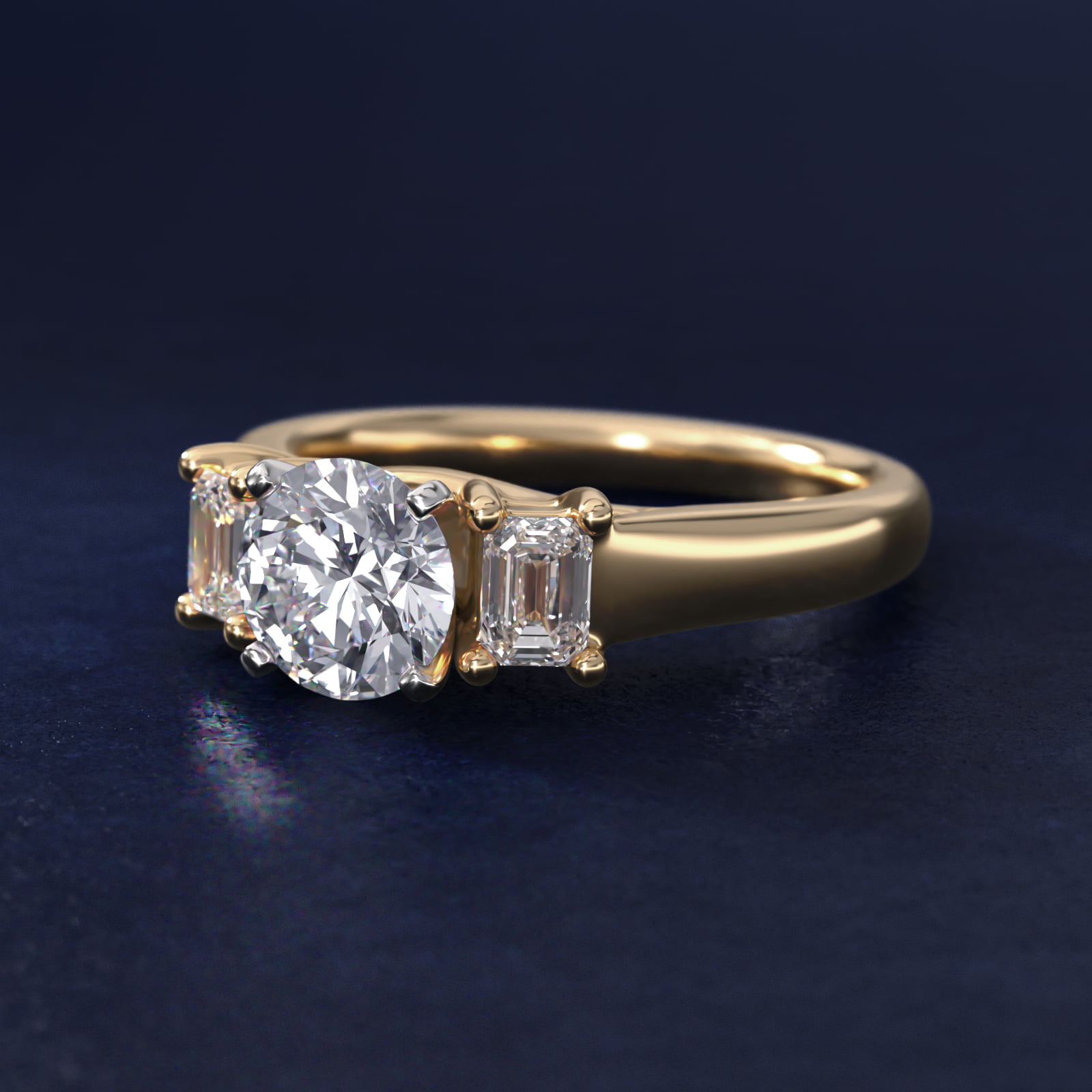 ZAC ZAC POSEN Three-Stone Emerald-Cut Diamond Engagement Ring in 18k Yellow Gold (1/3 ct tw.)