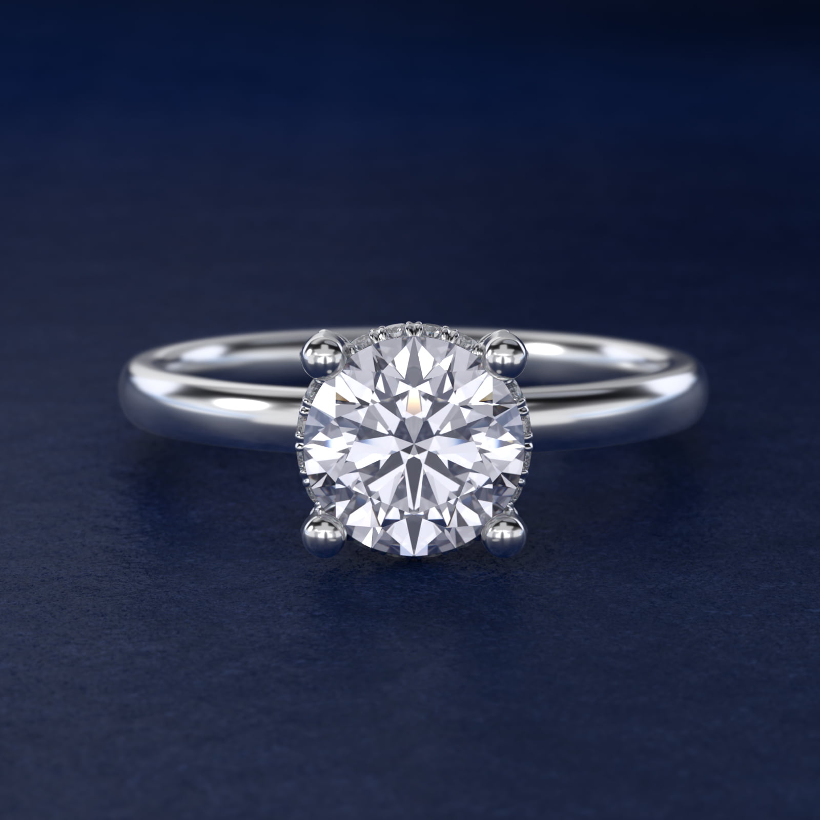 Blue Nile Studio French Pavé Diamond Crown Solitaire Engagement Ring in 18k White Gold (1/6 ct. tw.)