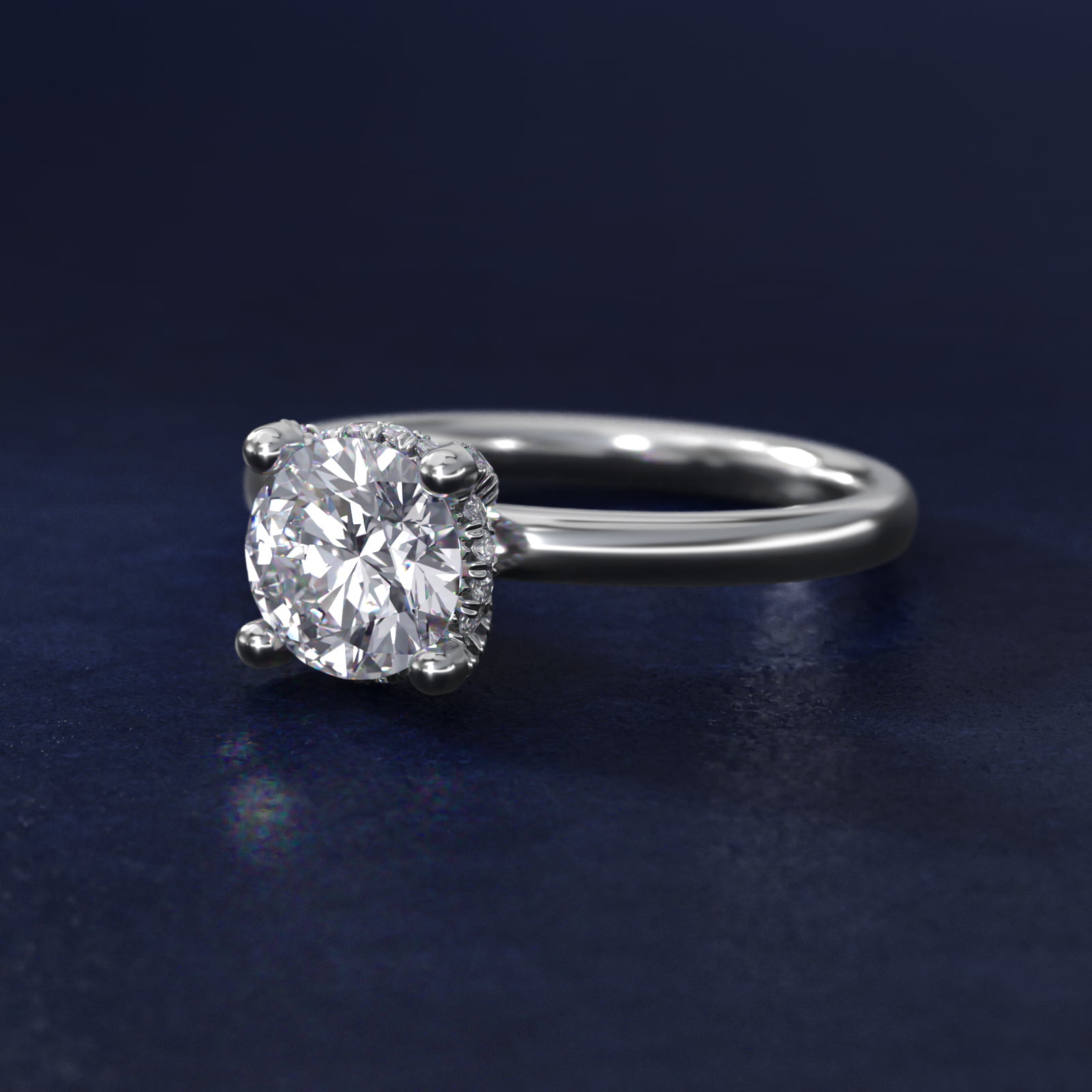 Blue Nile Studio French Pavé Diamond Crown Solitaire Engagement Ring in Platinum (1/6 ct. tw.)