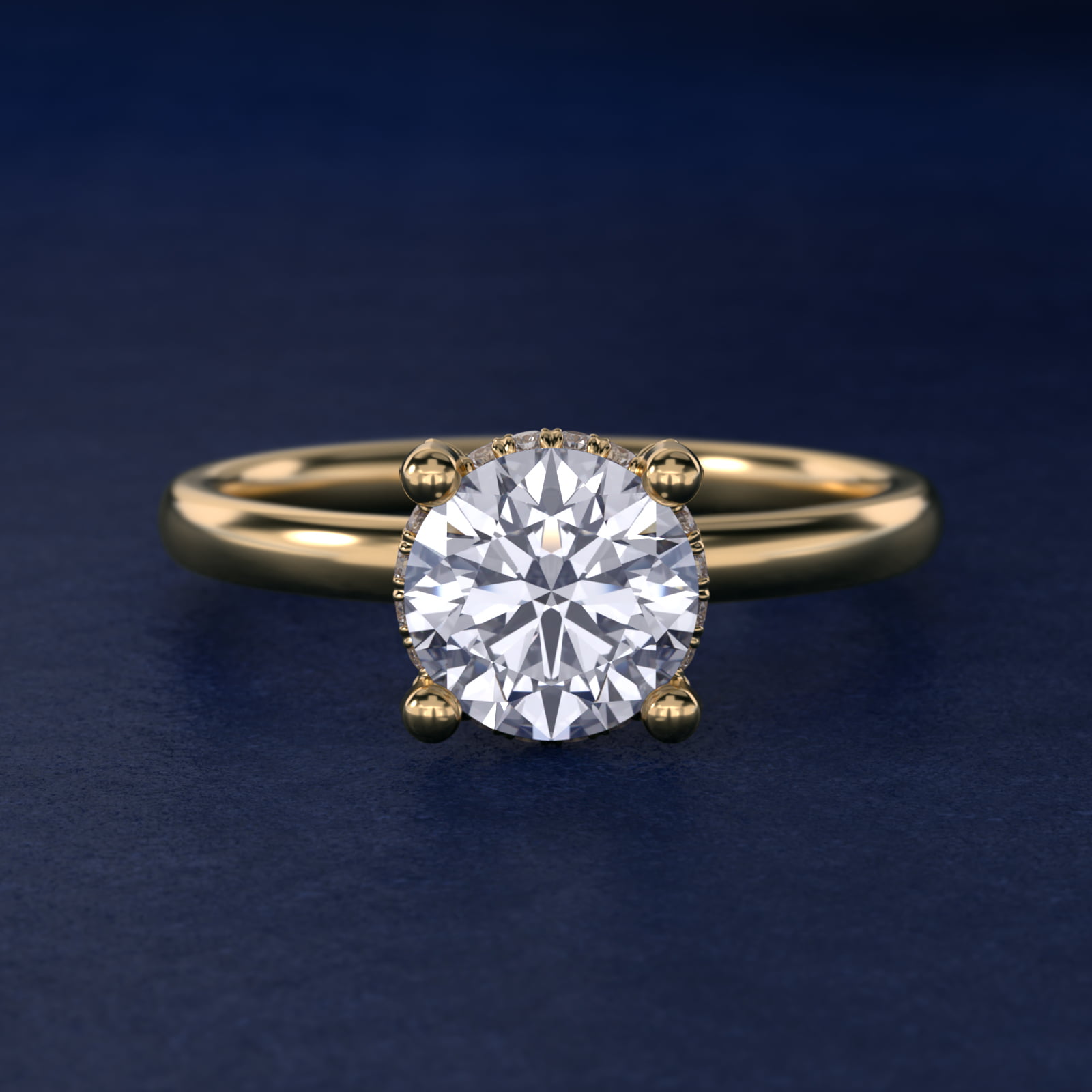 Blue Nile Studio French Pavé Diamond Crown Solitaire Engagement Ring in 18k Yellow Gold (1/6 ct. tw.)