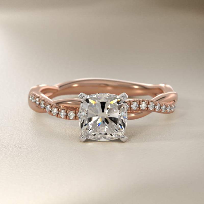 Petite Twist Diamond Engagement Ring in 14k Rose Gold (1/10 ct. tw.)