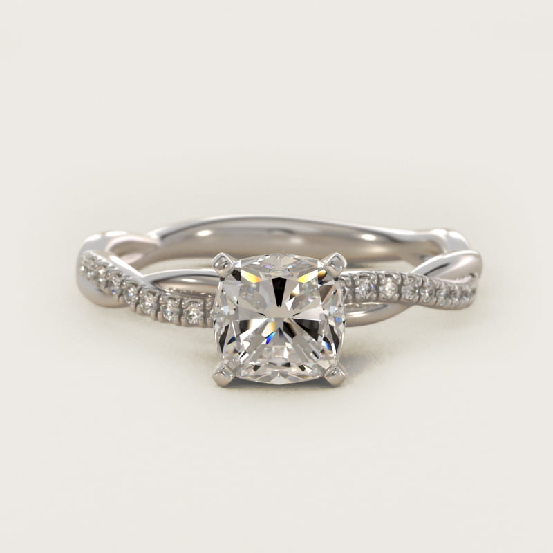 Petite Twist Diamond Engagement Ring in 14k White Gold (1/10 ct. tw.)