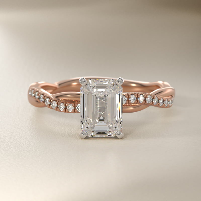 Petite Twist Lab-Grown Diamond Engagement Ring in 14k Rose Gold (1/10 ct. tw.)