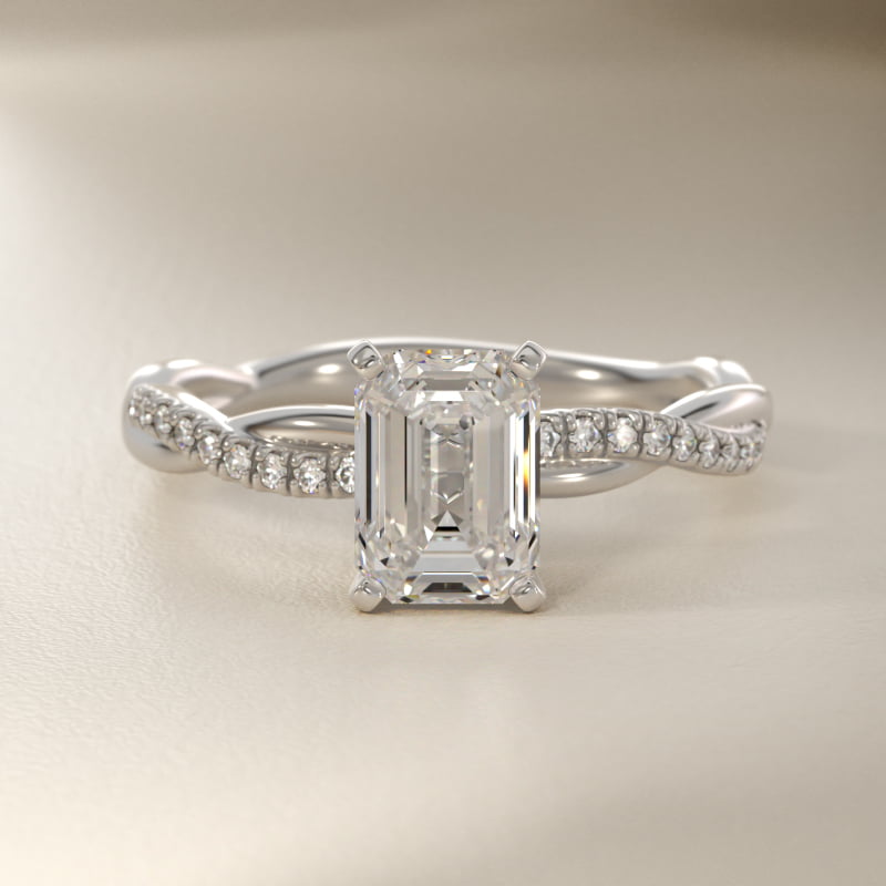 Petite Twist Lab-Grown Diamond Engagement Ring in 14k White Gold (1/10 ct. tw.)
