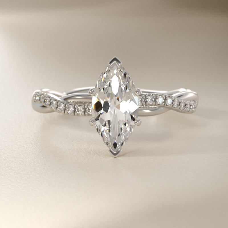 Petite Twist Diamond Engagement Ring in 14k White Gold (1/10 ct. tw.)