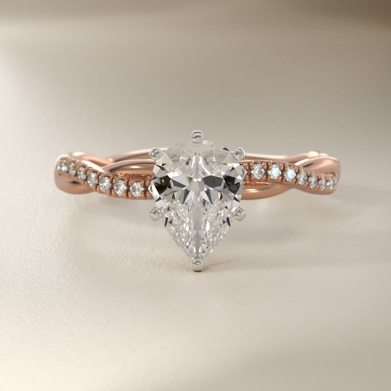 Petite Twist Diamond Engagement Ring in 14k Rose Gold (1/10 ct. tw.)