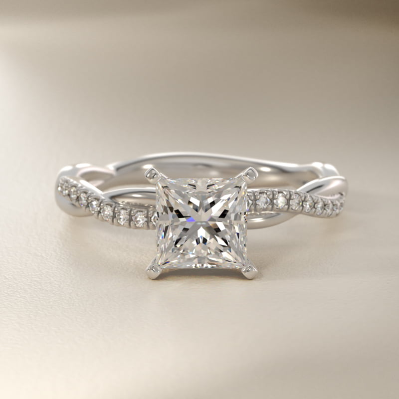 Petite Twist Diamond Engagement Ring in 14k White Gold (1/10 ct. tw.)