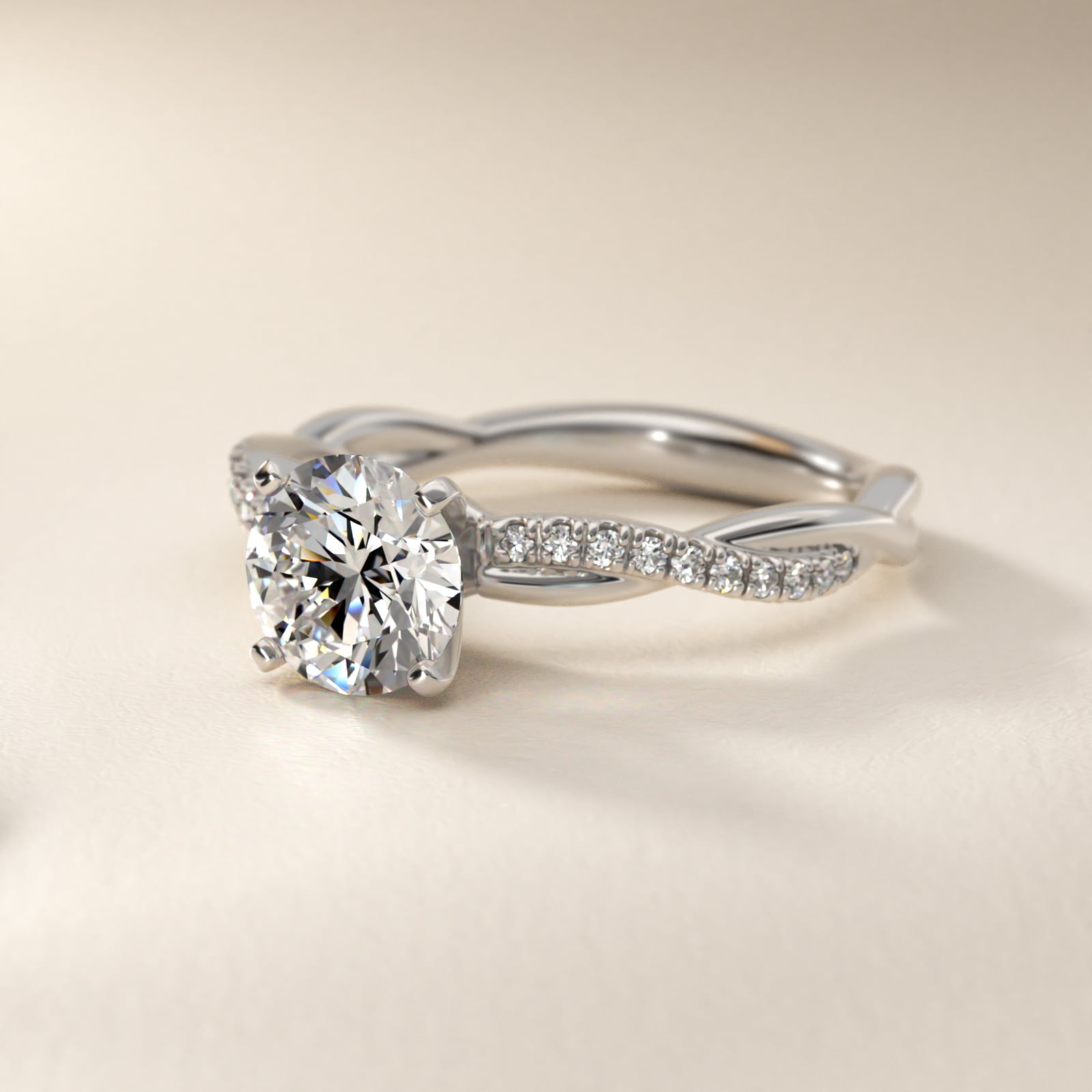 Petite Twist Lab-Grown Diamond Engagement Ring in 14k White Gold (1/10 ct. tw.)