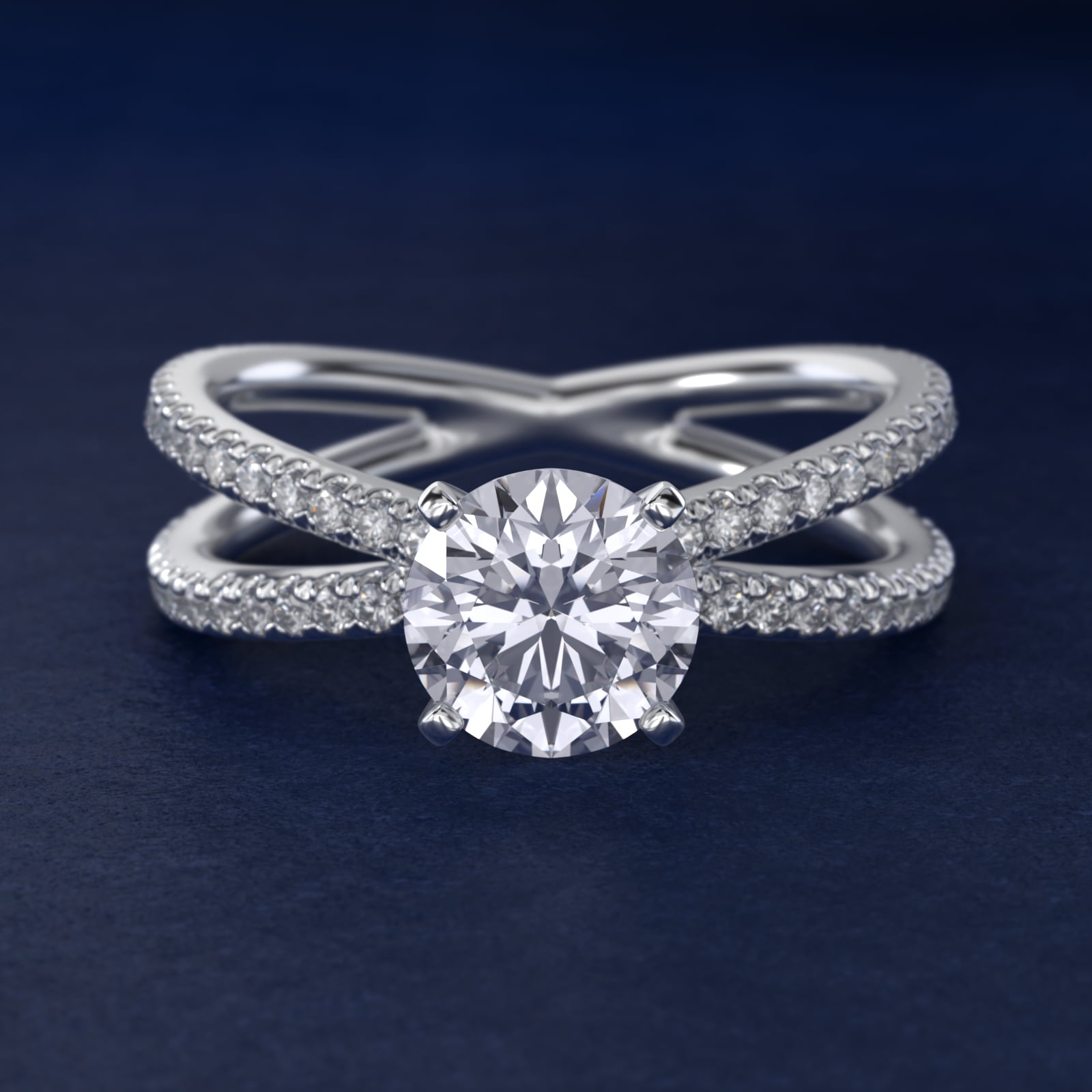 Blue Nile Studio Empress Diamond Engagement Ring in 14k White Gold (1/3 ct. tw.)