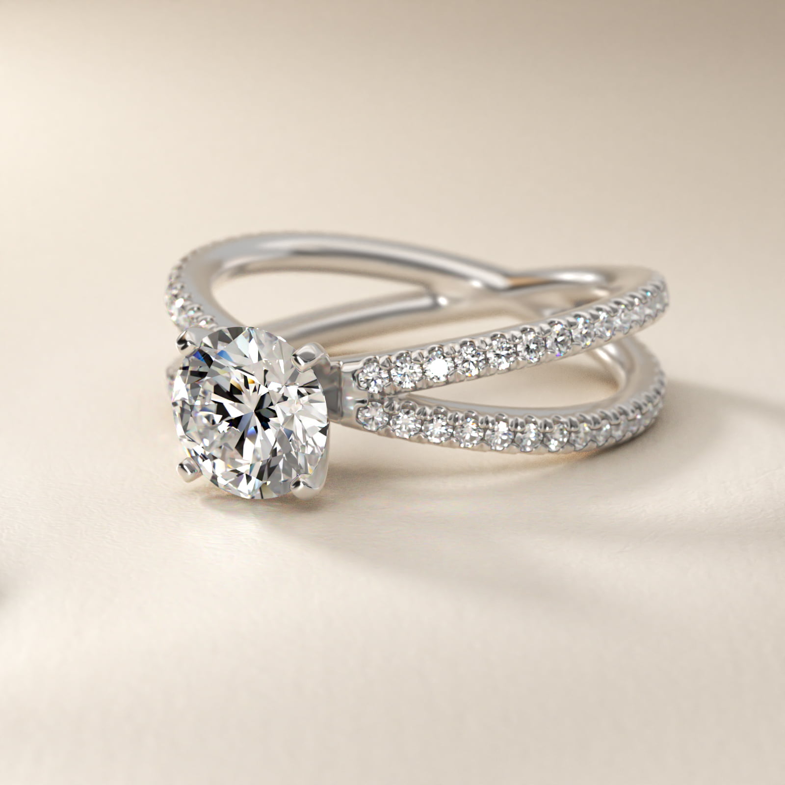 Blue Nile Studio Empress Diamond Engagement Ring in 18k White Gold (1/3 ct. tw.)