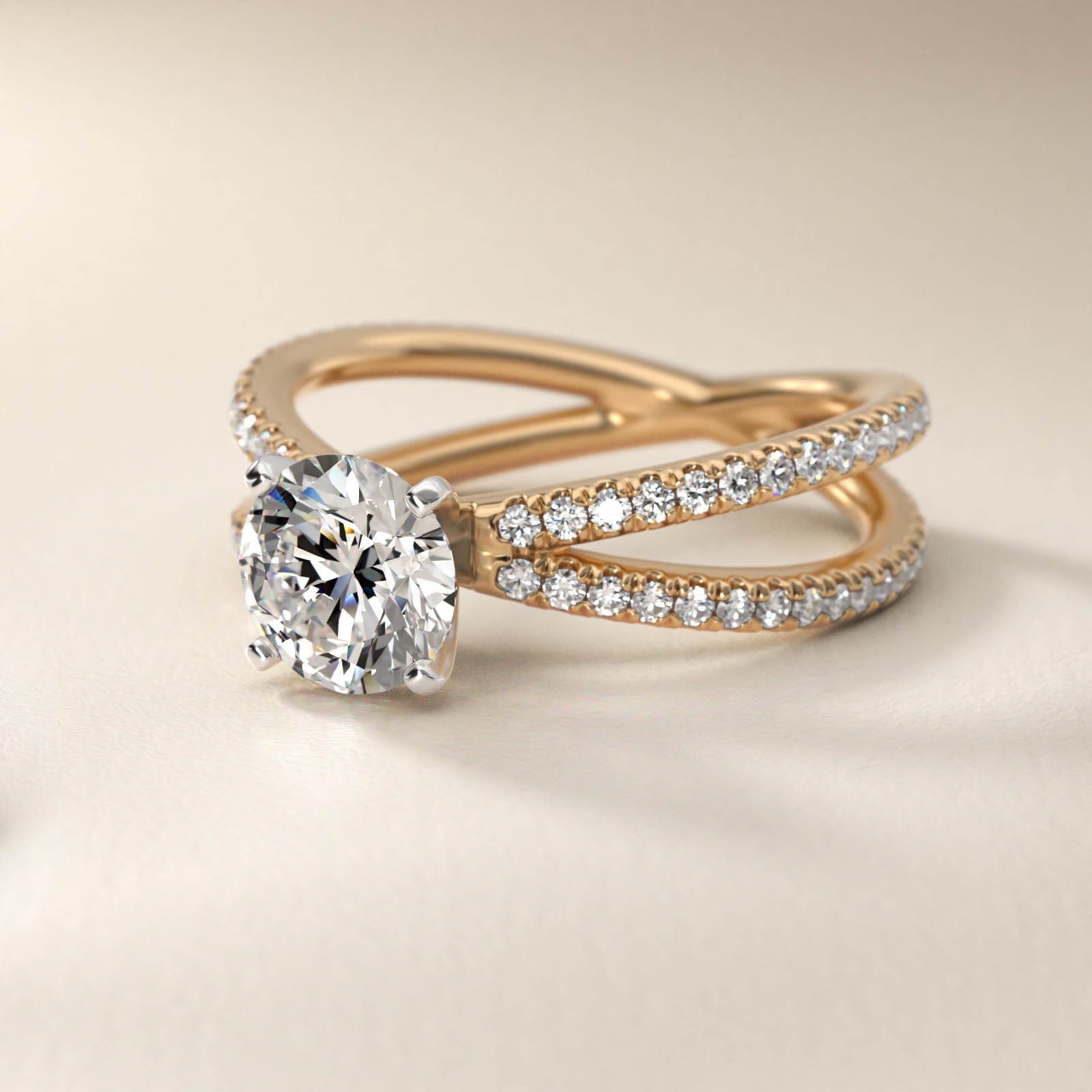 Blue Nile Studio Empress Diamond Engagement Ring in 18k Yellow Gold (1/3 ct. tw.)