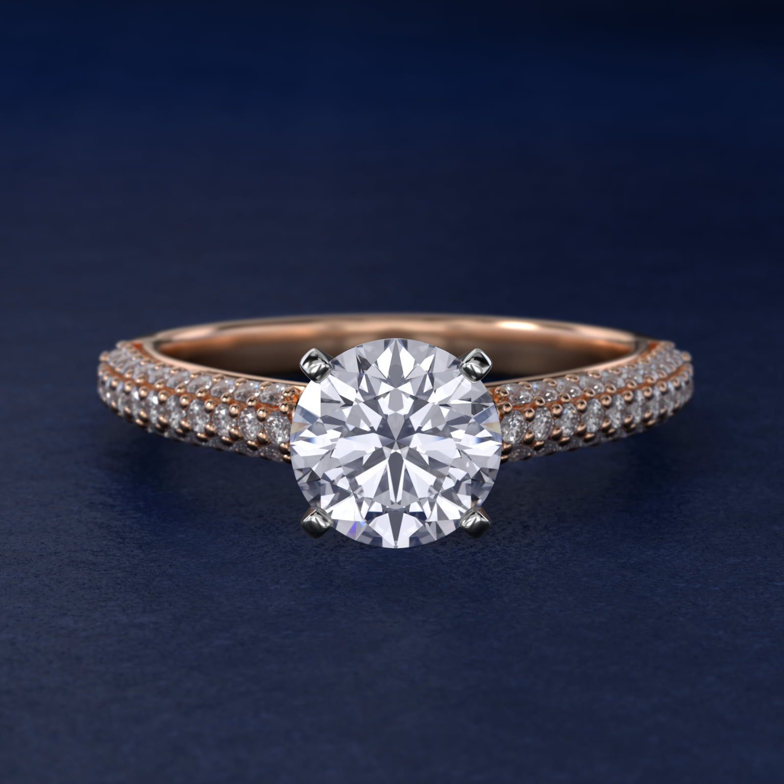 Trio Micropavé Diamond Engagement Ring in 14k Rose Gold (1/3 ct. tw.)