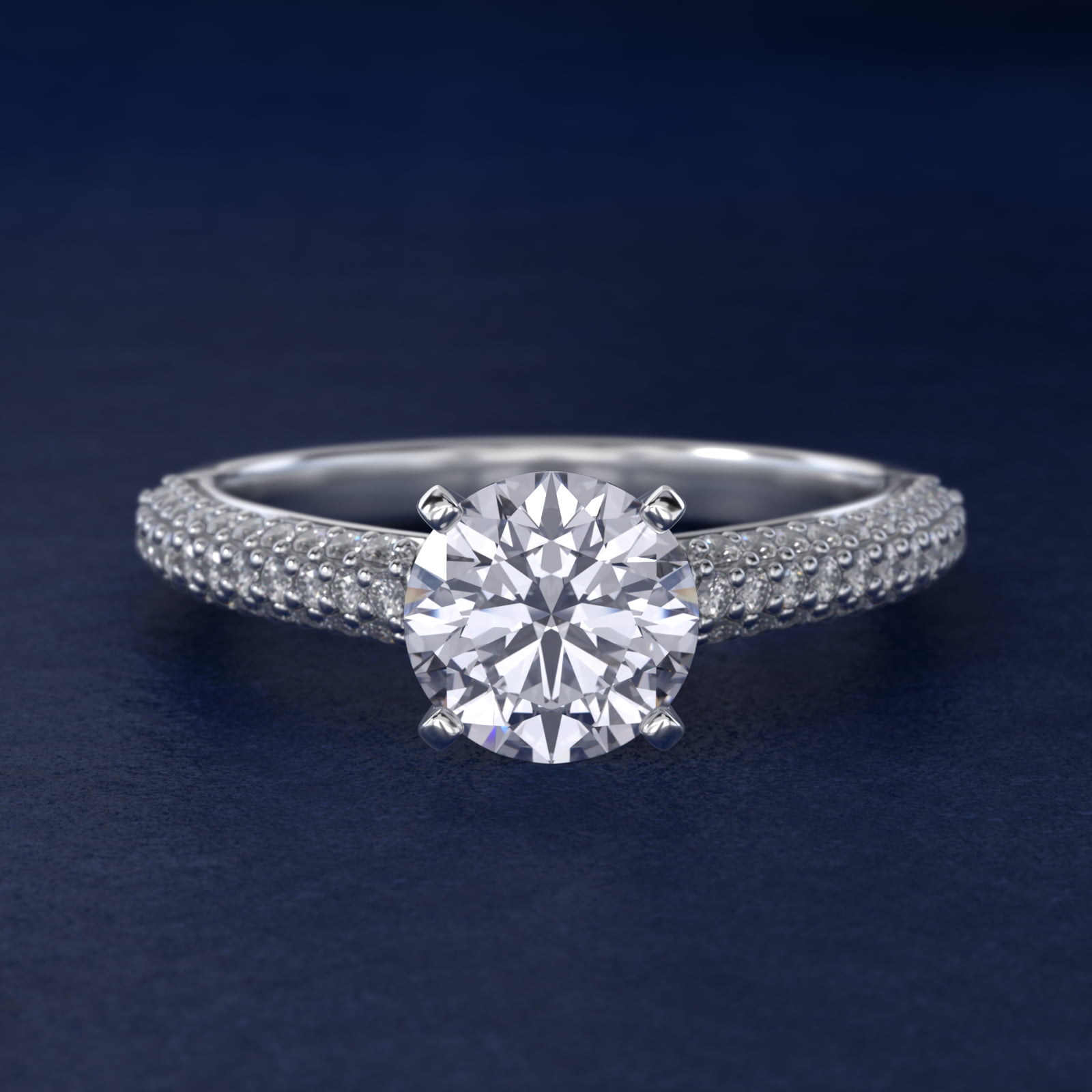 Trio Micropavé Diamond Engagement Ring in Platinum (1/3 ct. tw.)