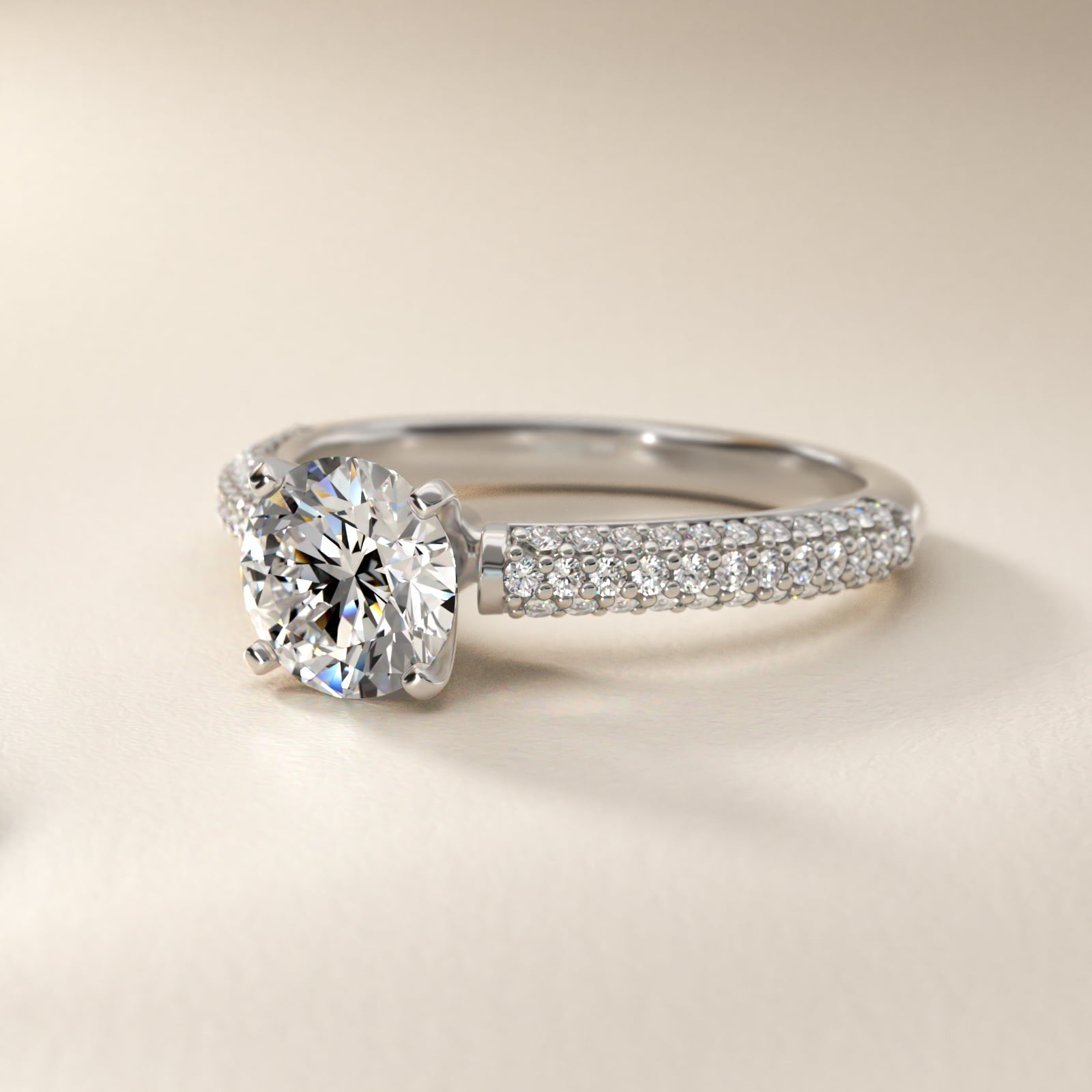 Trio Micropavé Diamond Engagement Ring in 14k White Gold (1/3 ct. tw.)