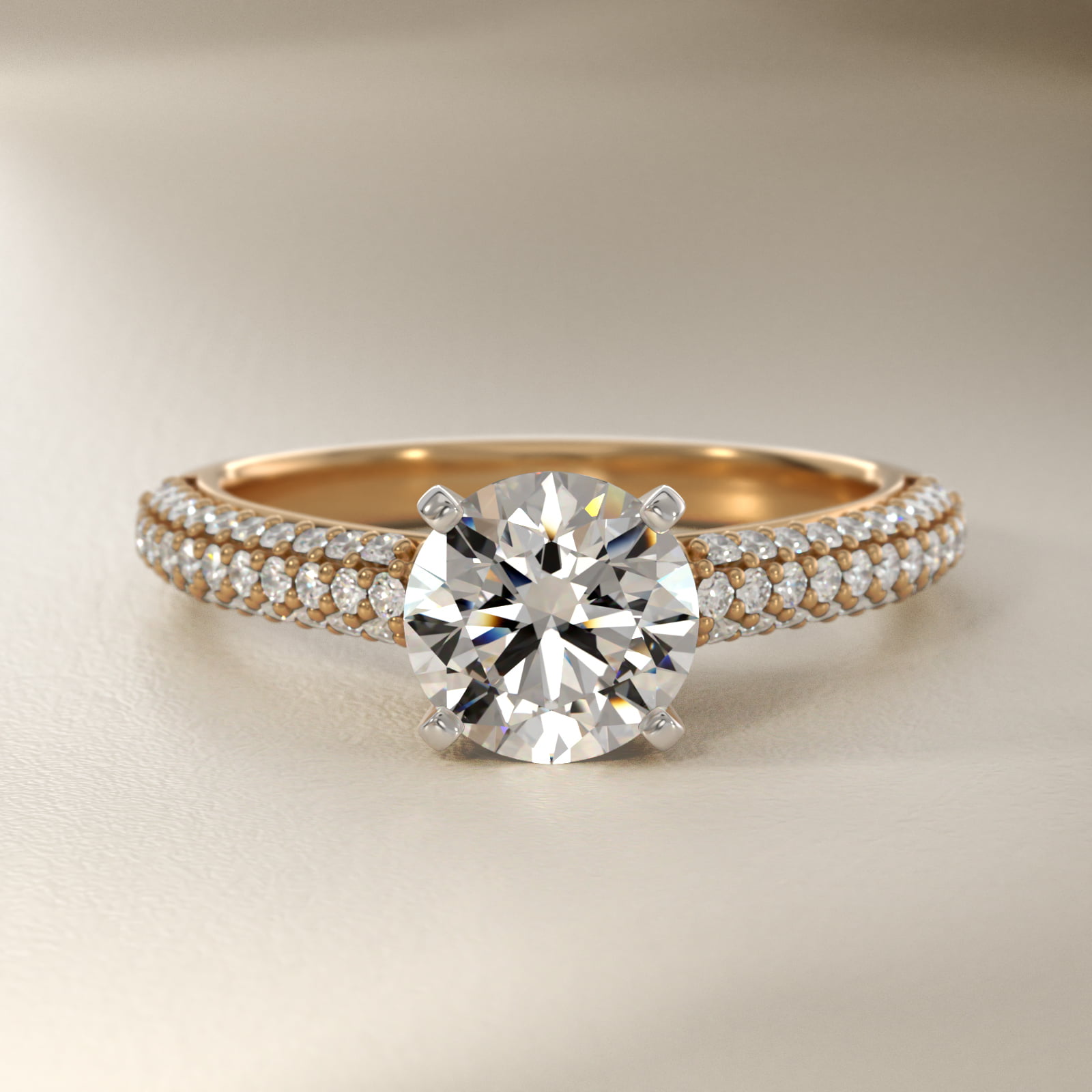 Trio MicroPavé Diamond Engagement Ring in 18k Yellow Gold (1/3 ct. tw.)
