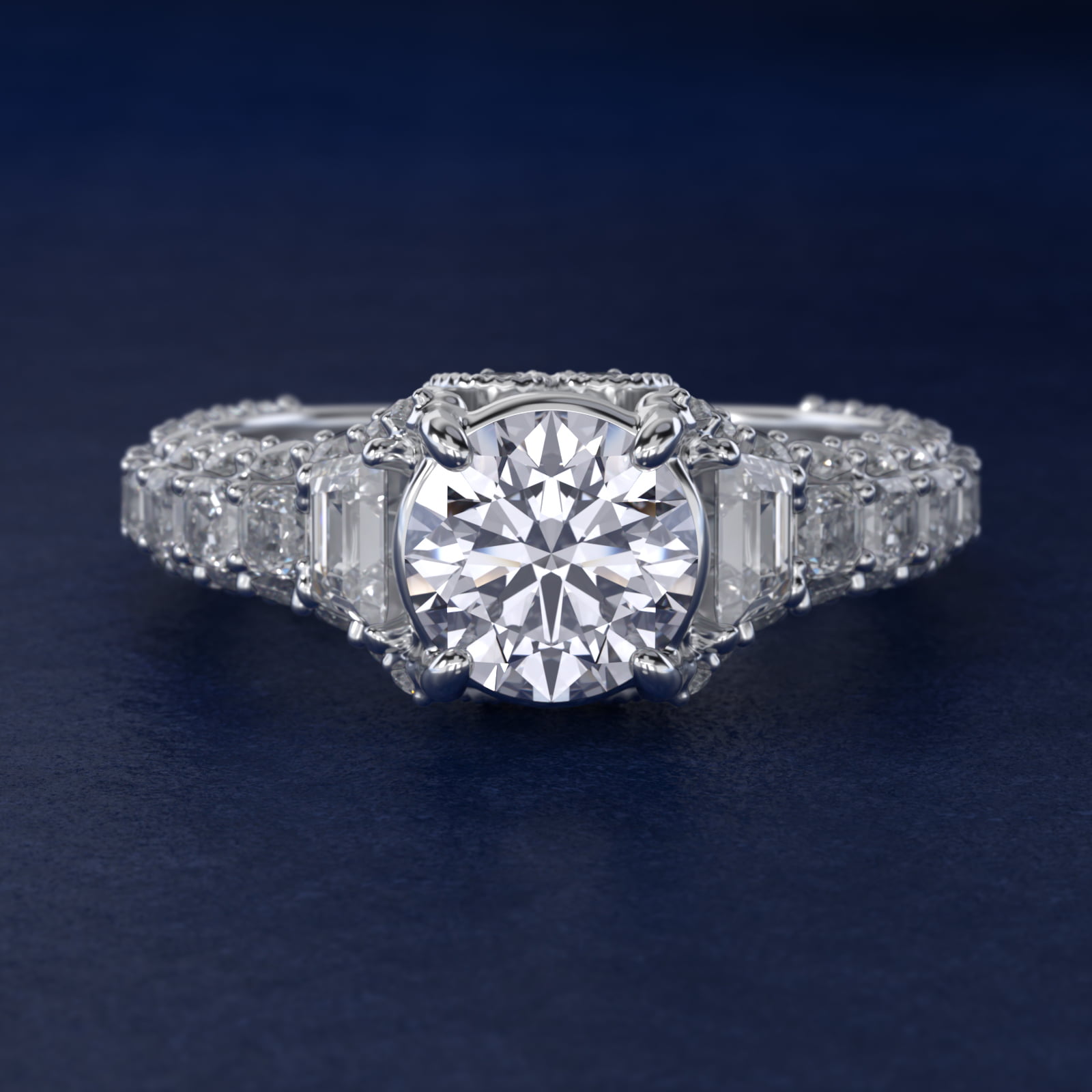 Bella Vaughan for Blue Nile Grandeur Trapezoid Diamond Engagement Ring in Platinum (2 1/4 ct. tw.)