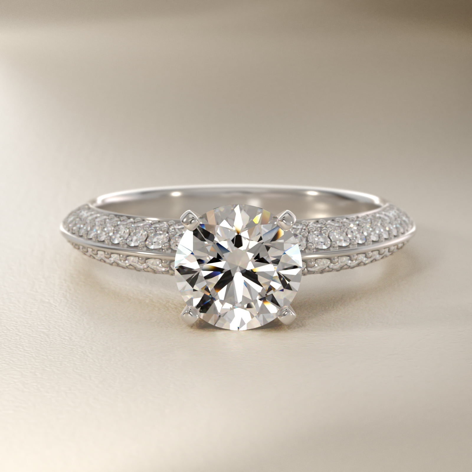 Knife Edge Micropavé Diamond Engagement Ring in 14k White Gold (1/3 ct. tw.)