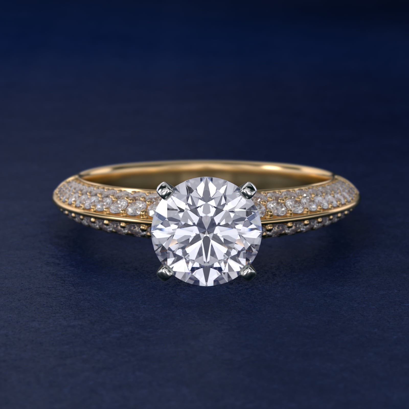 Knife Edge Micropavé Diamond Engagement Ring in 18k Yellow Gold (1/3 ct. tw.)