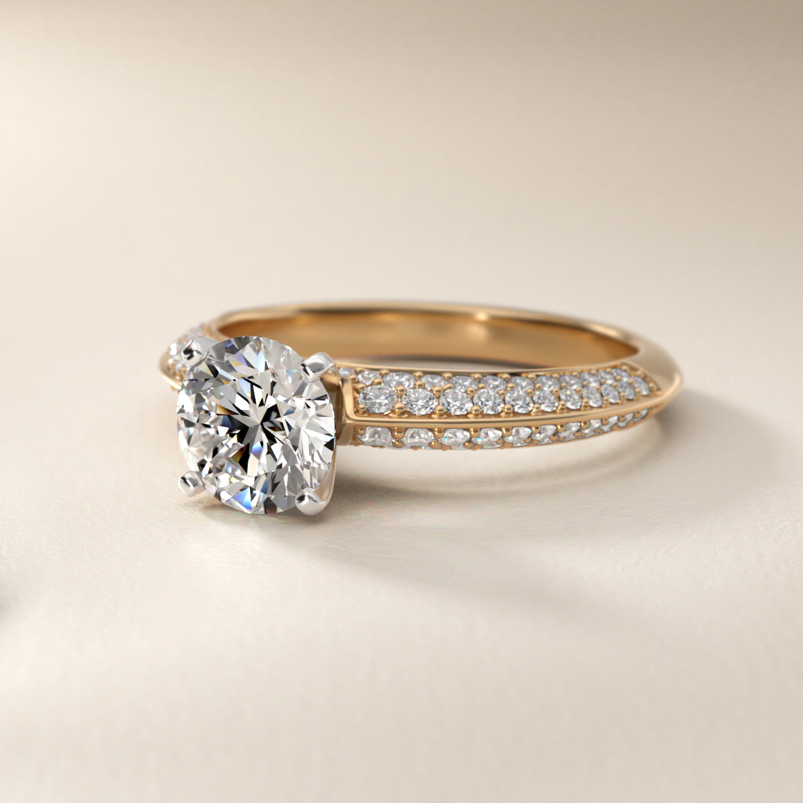 Knife Edge Micropavé Diamond Engagement Ring in 14K Yellow Gold (1/3 ct. tw.)