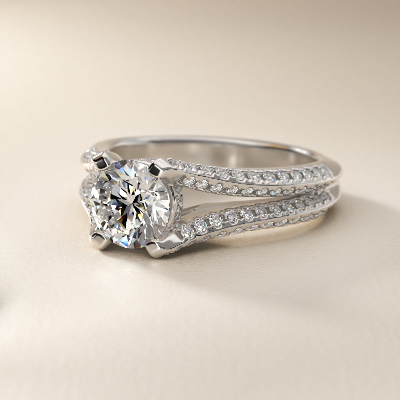 Bella Vaughan for Blue Nile Seattle Split Shank Double Pavé Diamond Engagement Ring in Platinum (3/4 ct. tw.)
