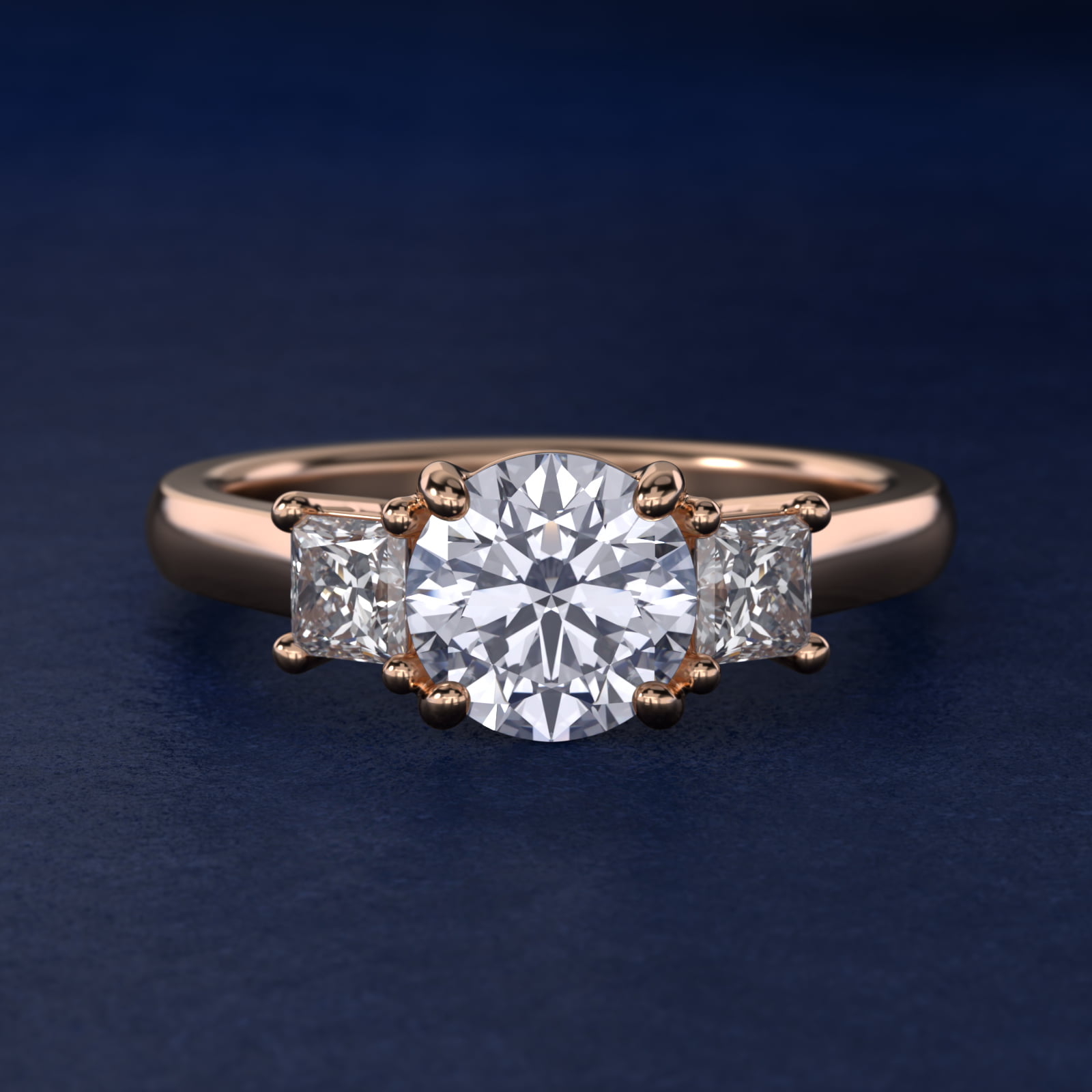The Gallery Collection™ Princess-Cut Three-Stone Diamond Engagement Ring in 14k Rose Gold (3/8 ct. tw.)