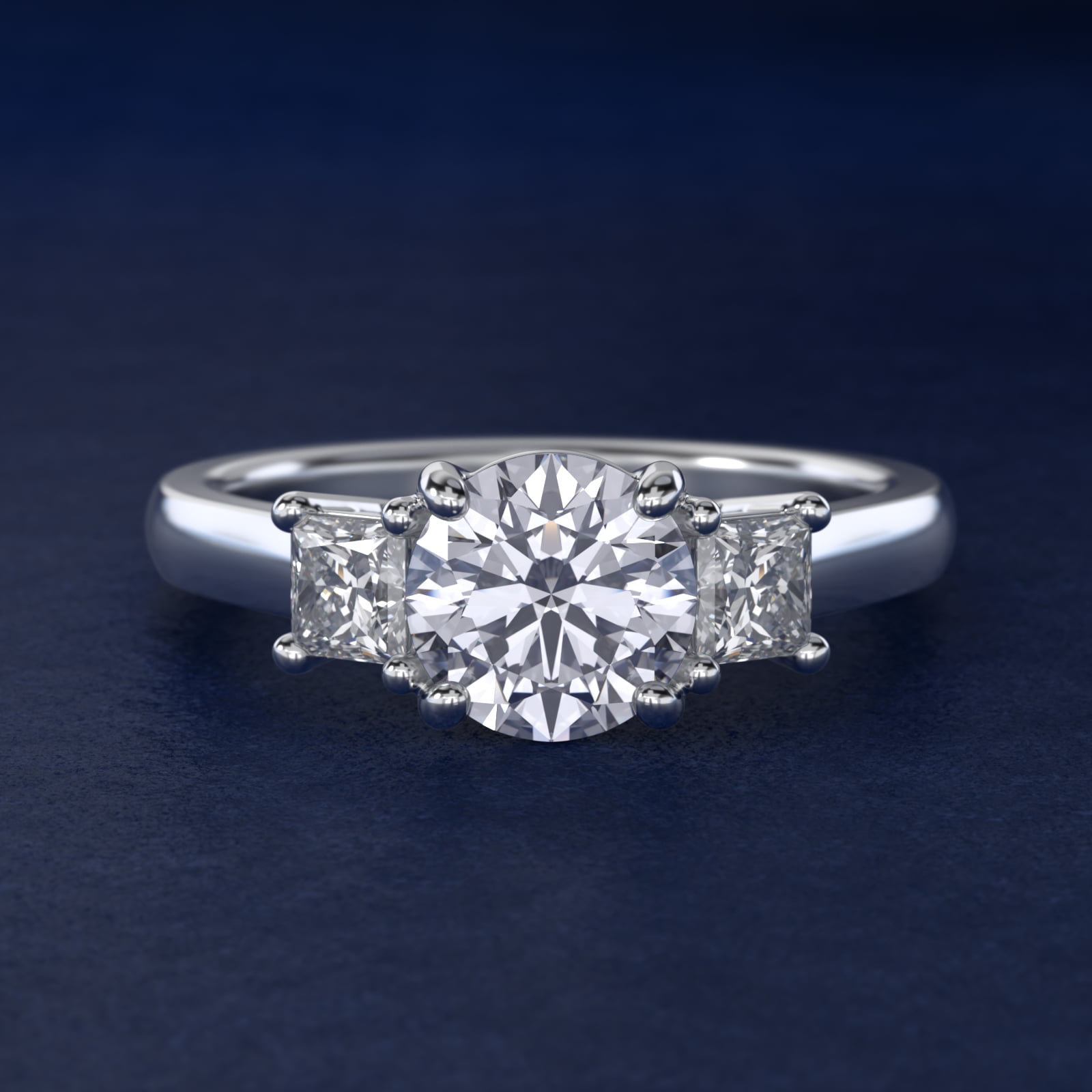 The Gallery Collection™ Princess-Cut Three-Stone Diamond Engagement Ring in Platinum (3/8 ct. tw.)