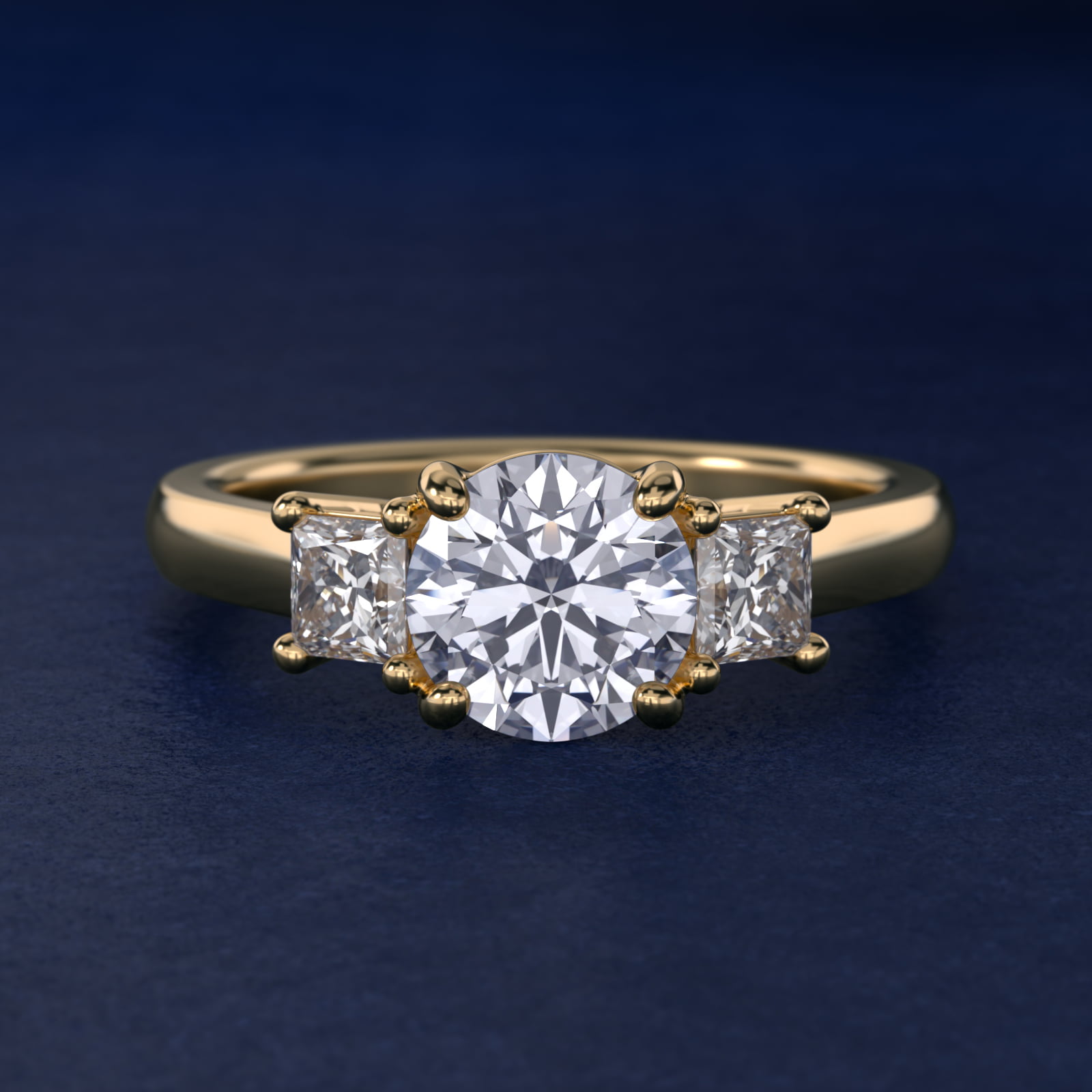 The Gallery Collection™ Princess-Cut Three-Stone Diamond Engagement Ring in 18k Yellow Gold (3/8 ct. tw.)