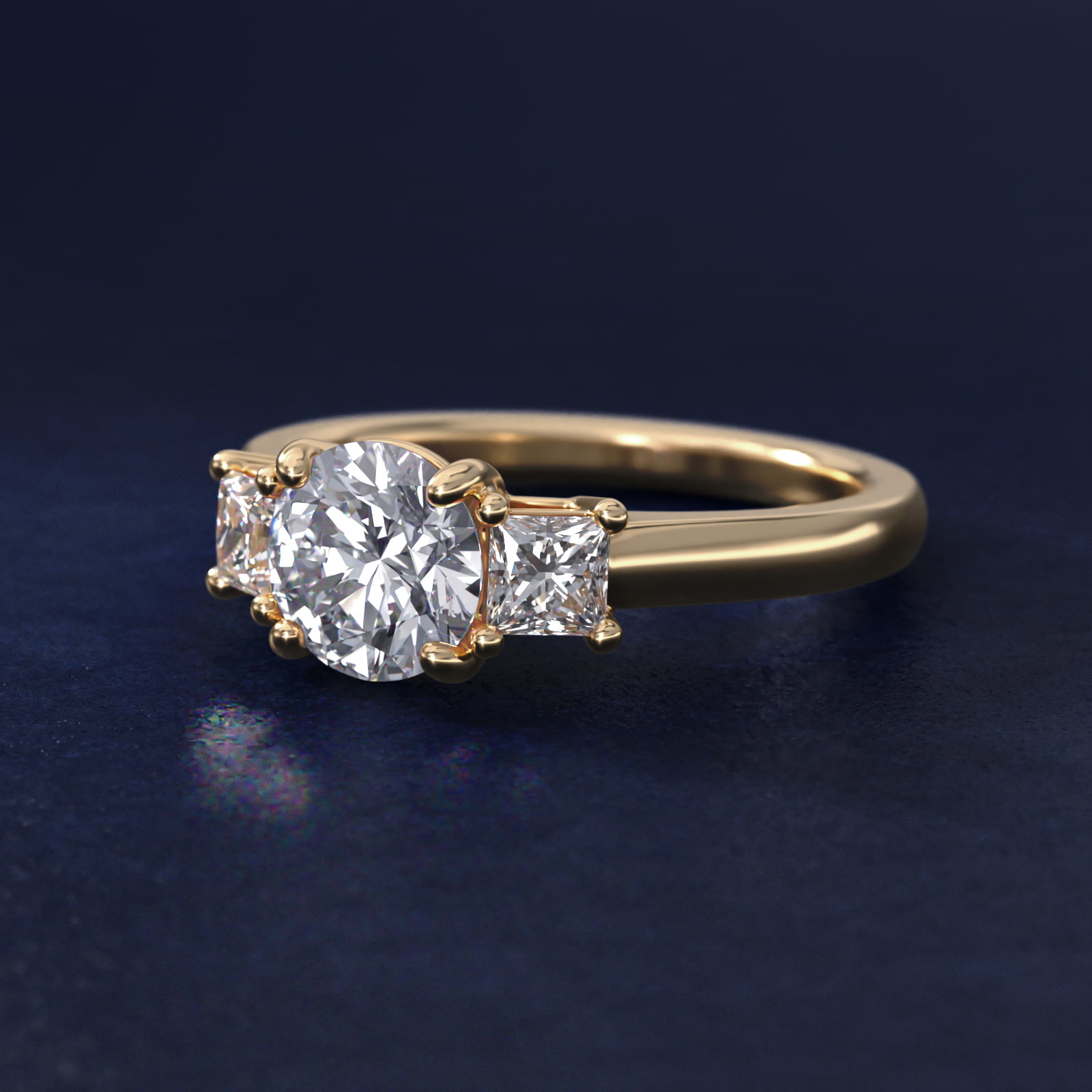 The Gallery Collection™ Princess-Cut Three-Stone Diamond Engagement Ring in 14K Yellow Gold (3/8 ct. tw.)