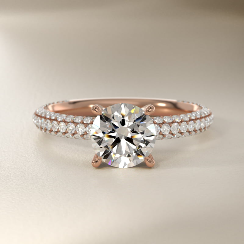 The Gallery Collection™ Rolled Micropavé Diamond Engagement Ring in 14k Rose Gold (3/8 ct. tw.)