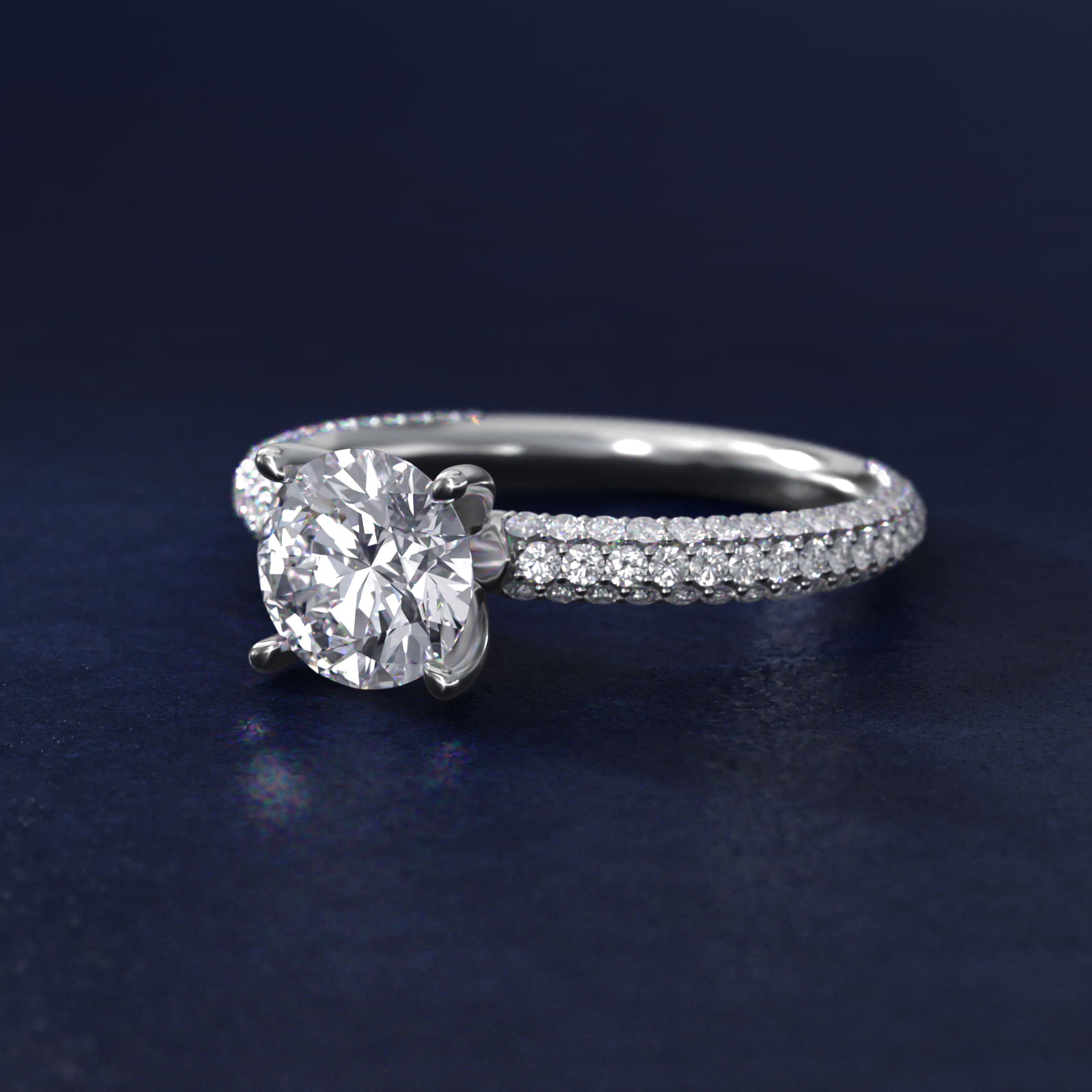 The Gallery Collection™ Rolled Micropavé Diamond Engagement Ring in Platinum (3/8 ct. tw.)