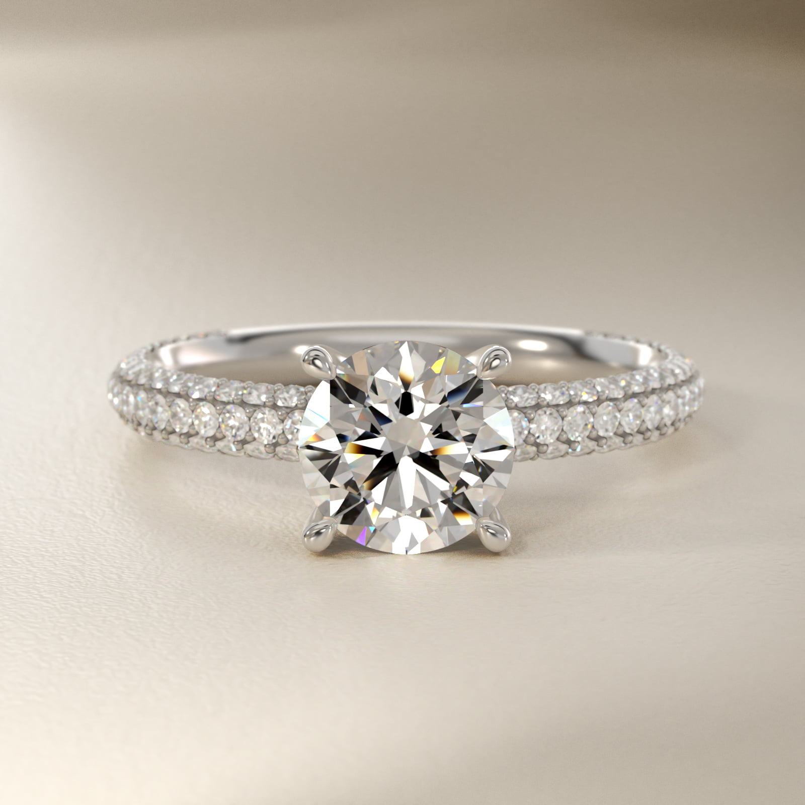 The Gallery Collection™ Rolled Micropavé Diamond Engagement Ring in 18k White Gold (3/8 ct. tw.)