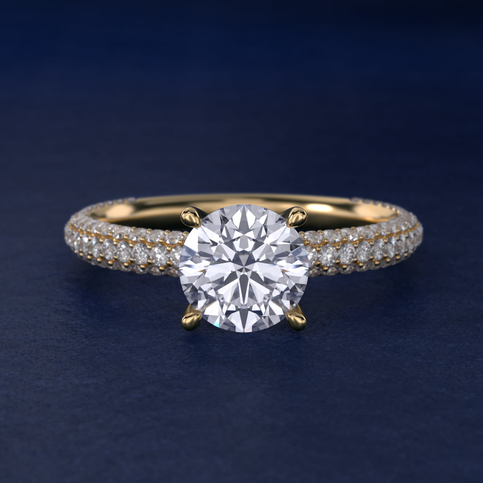 The Gallery Collection™ Rolled Micropavé Diamond Engagement Ring in 18k Yellow Gold (3/8 ct. tw.)