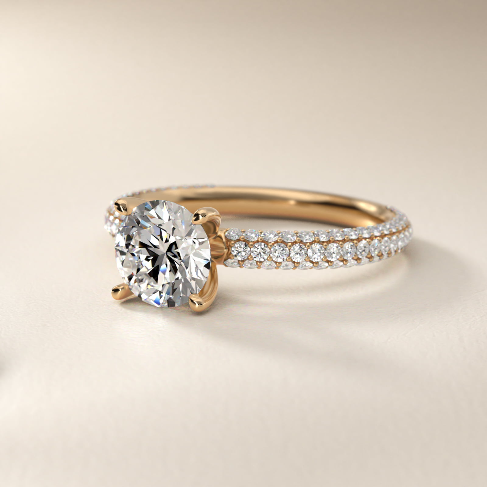 The Gallery Collection™ Rolled Micropavé Diamond Engagement Ring in 14K Yellow Gold (3/8 ct. tw.)