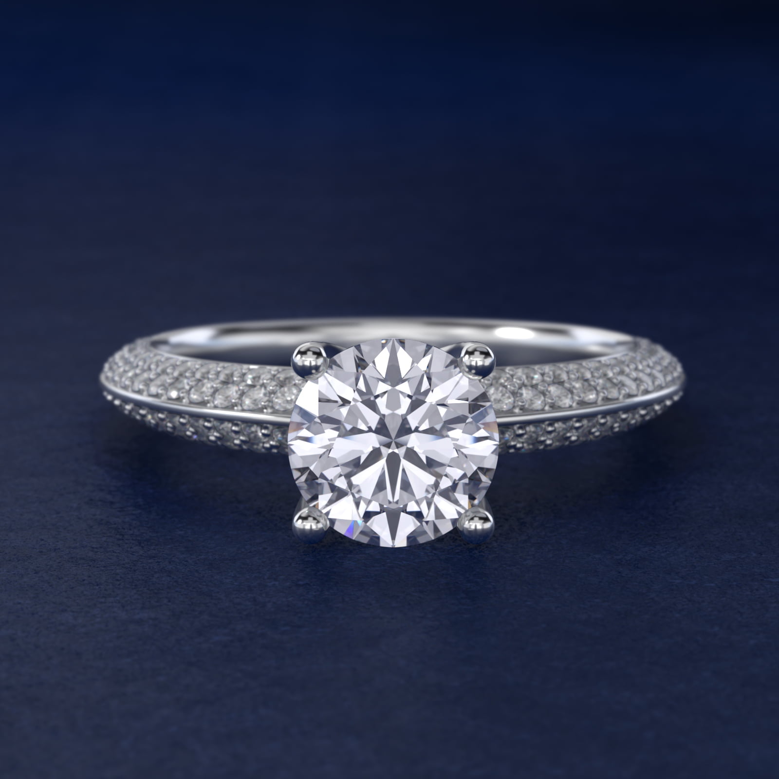 The Gallery Collection™ Knife Edge Micropavé Diamond Engagement Ring in 14k White Gold (3/8 ct. tw.)