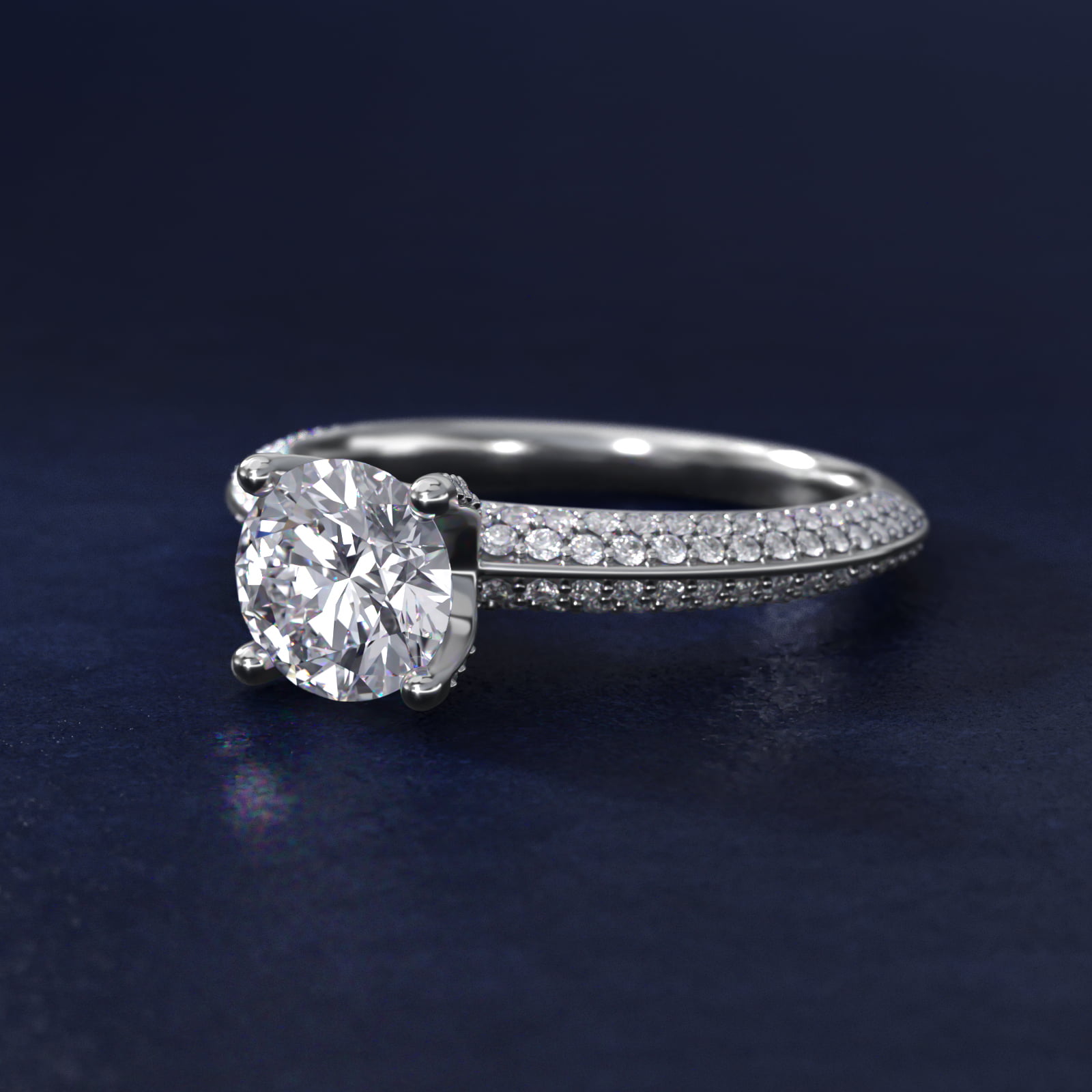 The Gallery Collection™ Knife Edge Micropavé Diamond Engagement Ring in Platinum (3/8 ct. tw.)