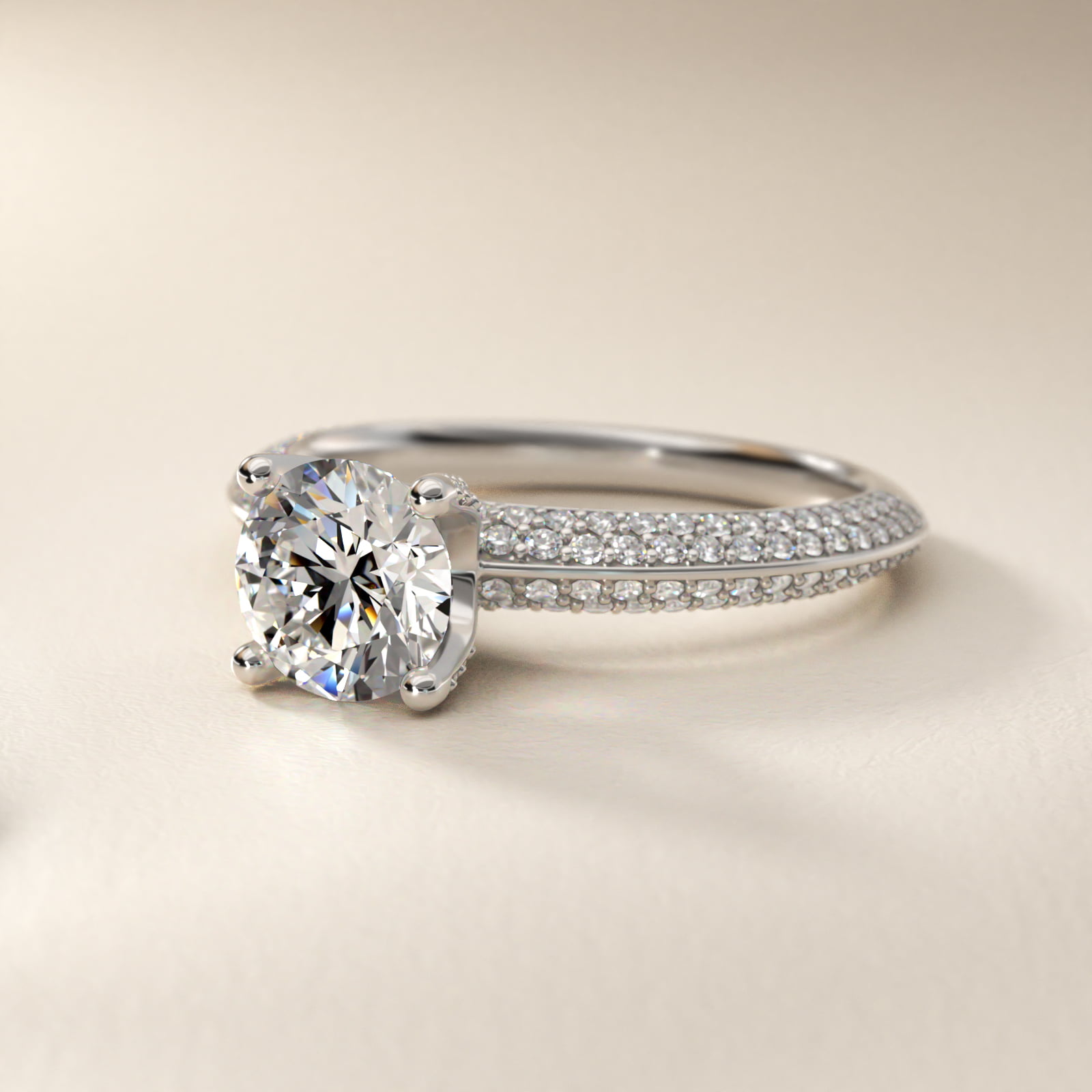 The Gallery Collection™ Knife Edge Micropavé Diamond Engagement Ring in 18k White Gold (3/8 ct. tw.)