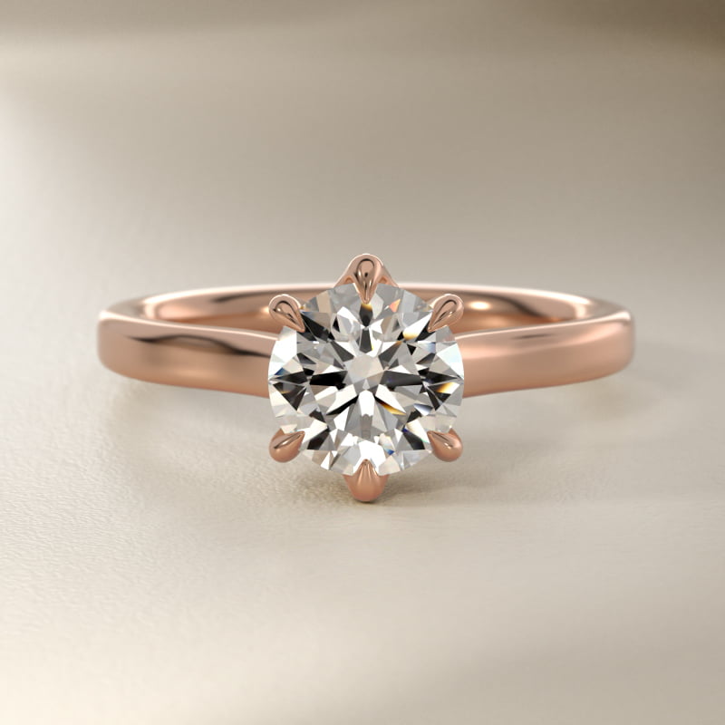 The Gallery Collection Six-Prong Trellis Solitaire Diamond Engagement Ring in 14k Rose Gold
