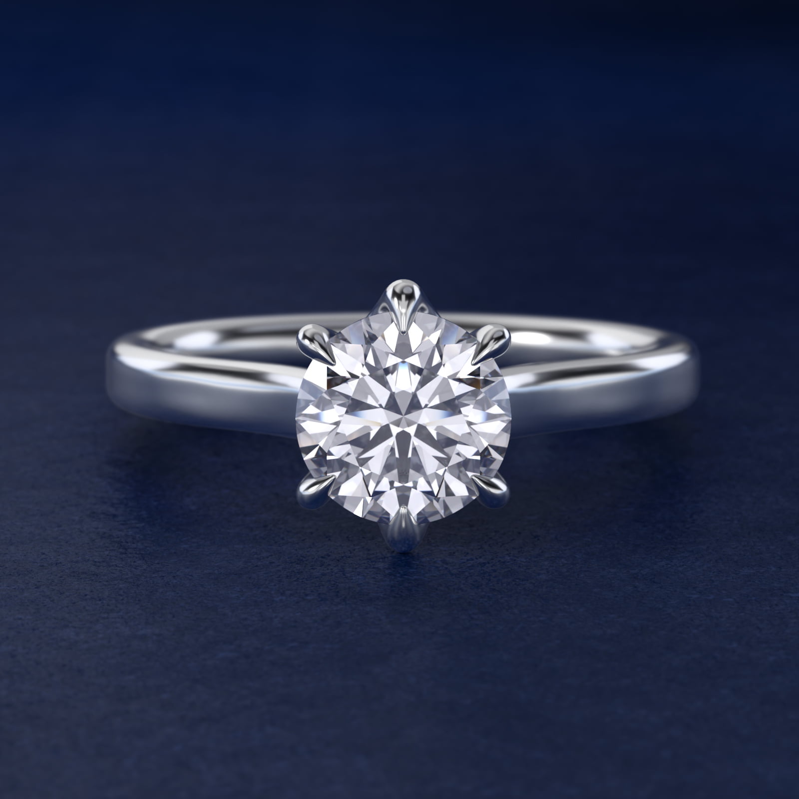 The Gallery Collection Six-Prong Trellis Solitaire Diamond Engagement Ring in 14k White Gold