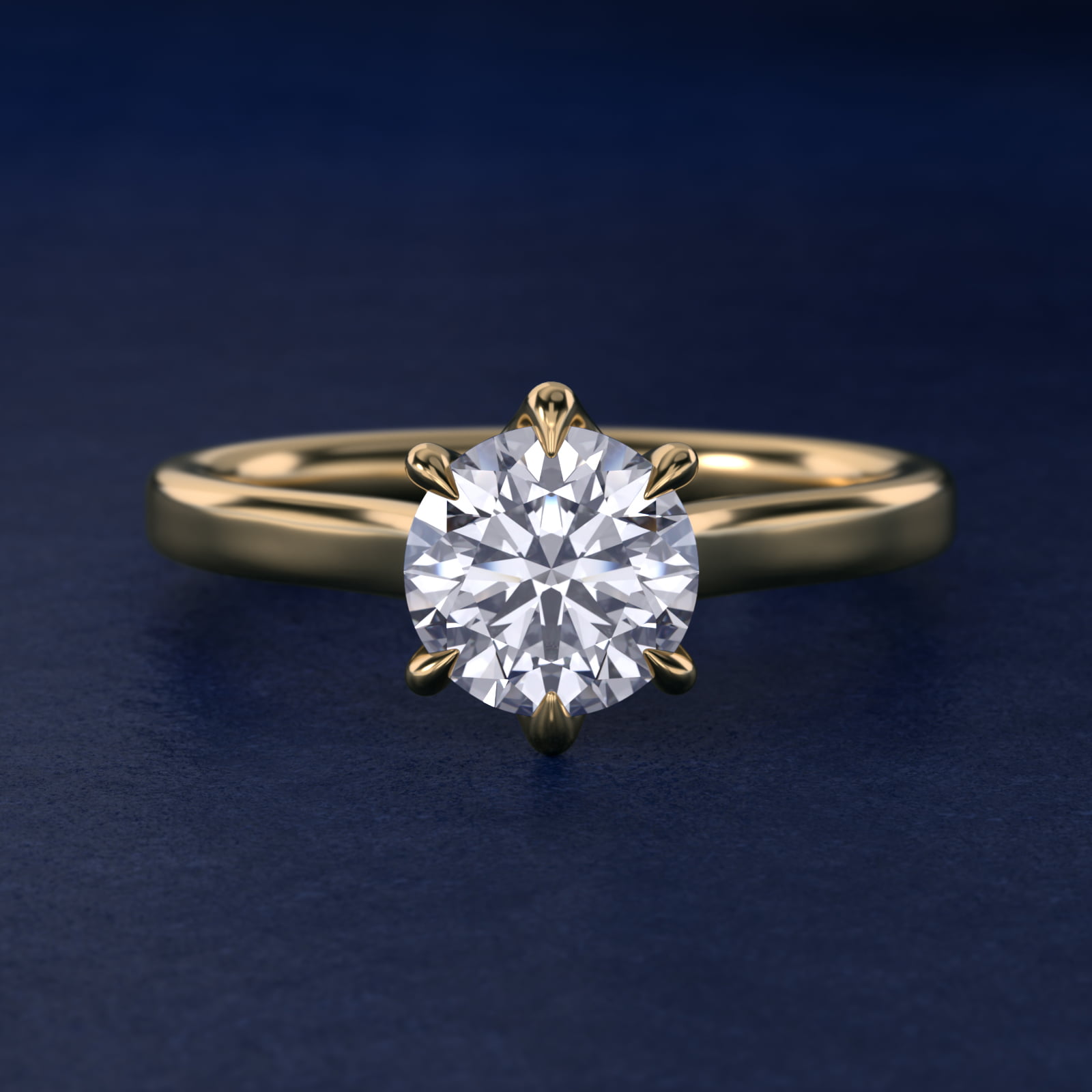 The Gallery Collection Six-Prong Trellis Solitaire Diamond Engagement Ring in 14K Yellow Gold