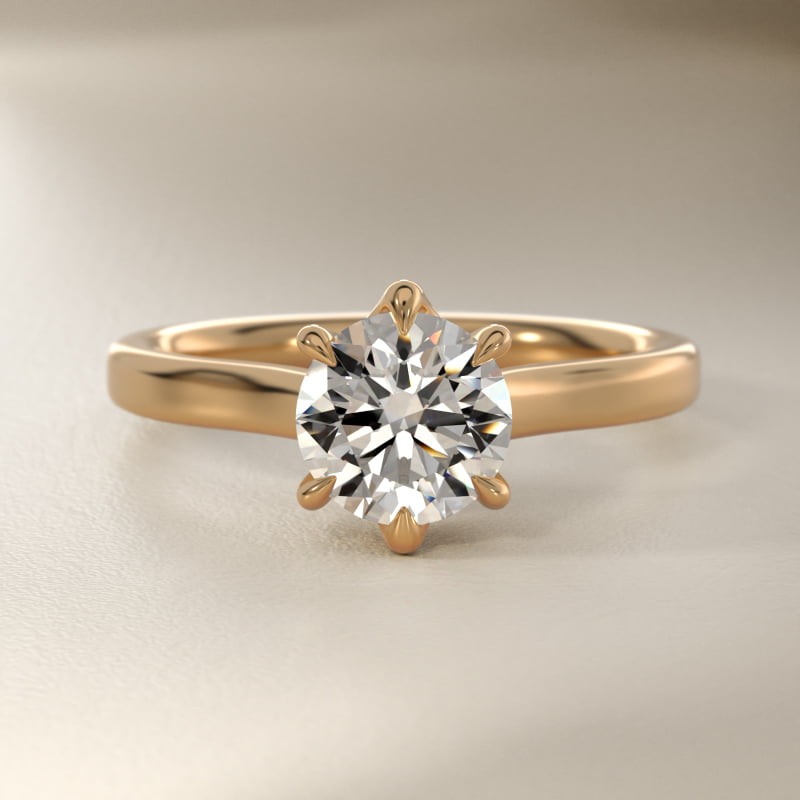 The Gallery Collection Six-Prong Trellis Solitaire Diamond Engagement Ring in 18k Yellow Gold