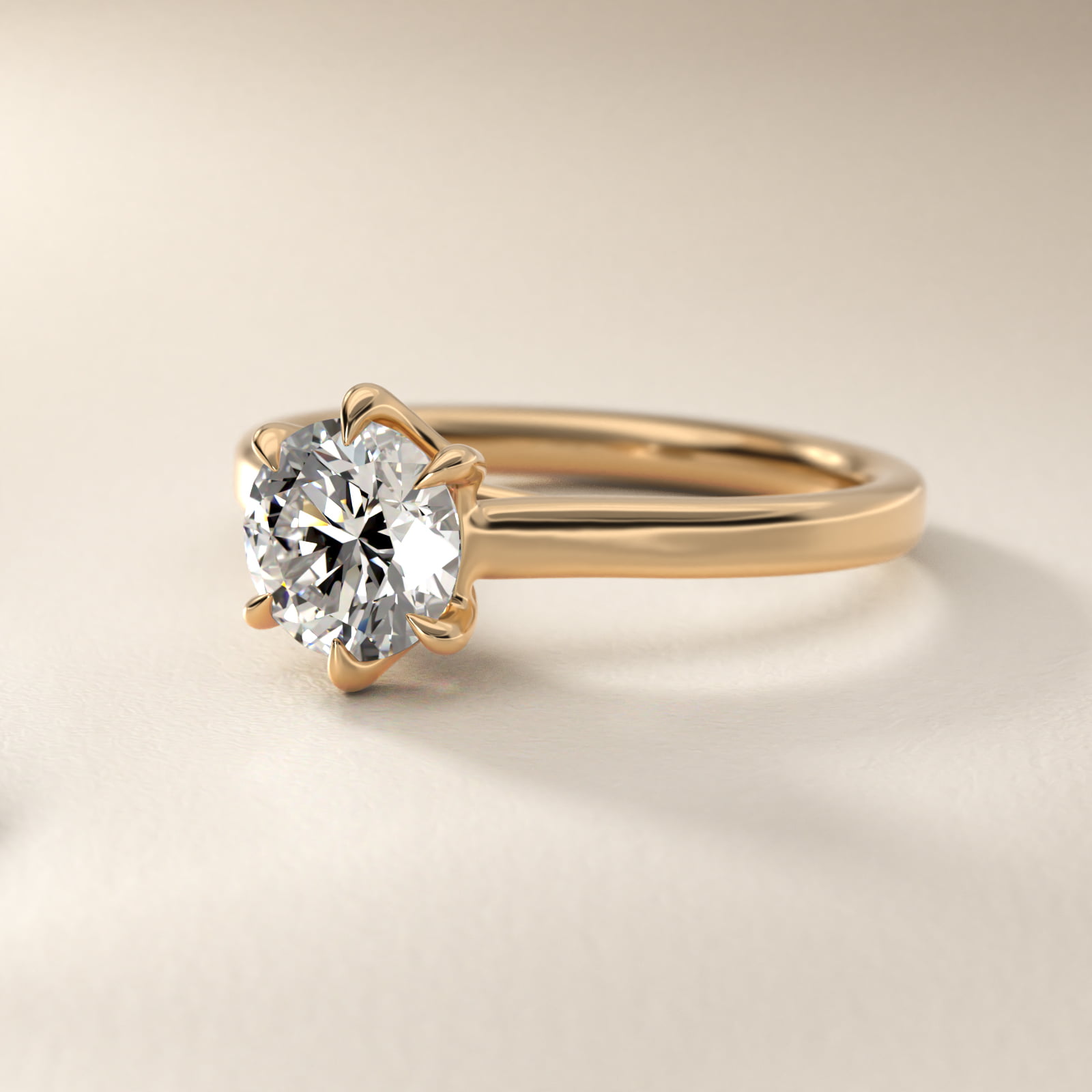 The Gallery Collection Six-Prong Trellis Solitaire Diamond Engagement Ring in 18k Yellow Gold
