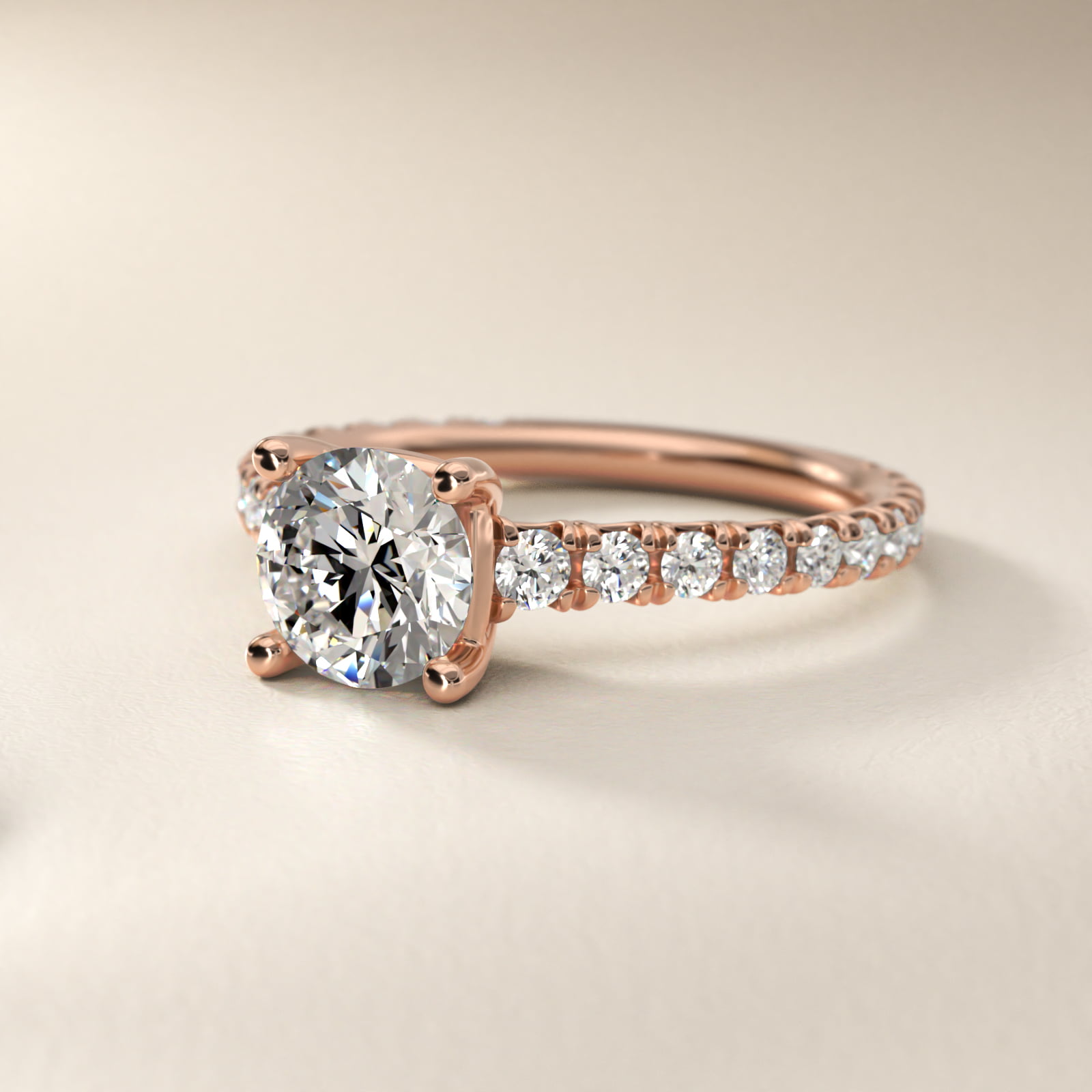 The Gallery Collection™ Cathedral Pavé Diamond Engagement Ring in 14k Rose Gold (5/8 ct. tw.)