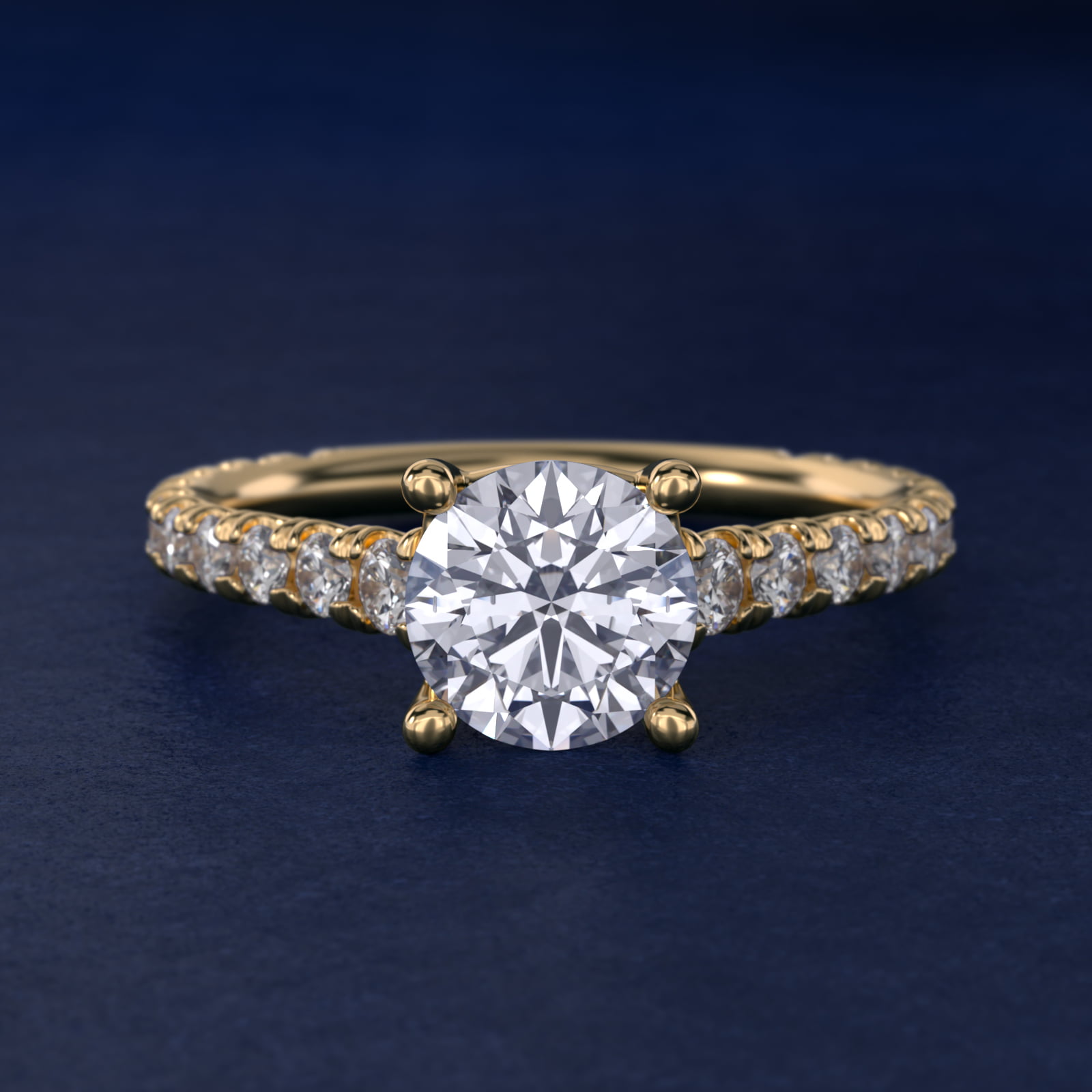 The Gallery Collection™ Cathedral Pavé Diamond Engagement Ring in 14K Yellow Gold (5/8 ct. tw.)