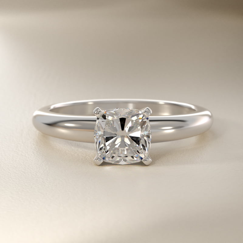 Classic Simple Solitaire Engagement Ring in 14k White Gold