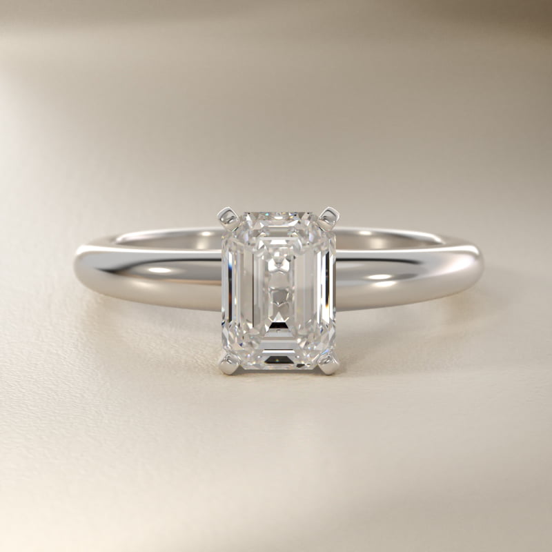 Classic Simple Solitaire Engagement Ring in 14k White Gold
