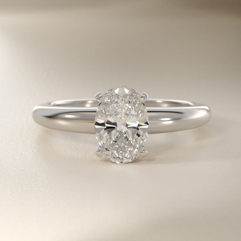 Classic Simple Solitaire Engagement Ring in 14k White Gold