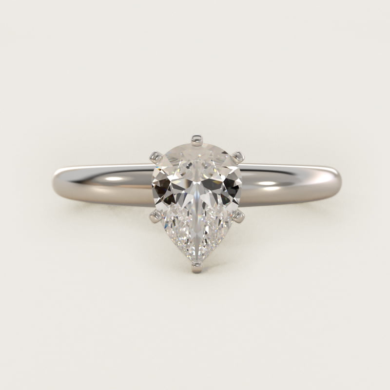 Classic Simple Solitaire Engagement Ring in 14k White Gold