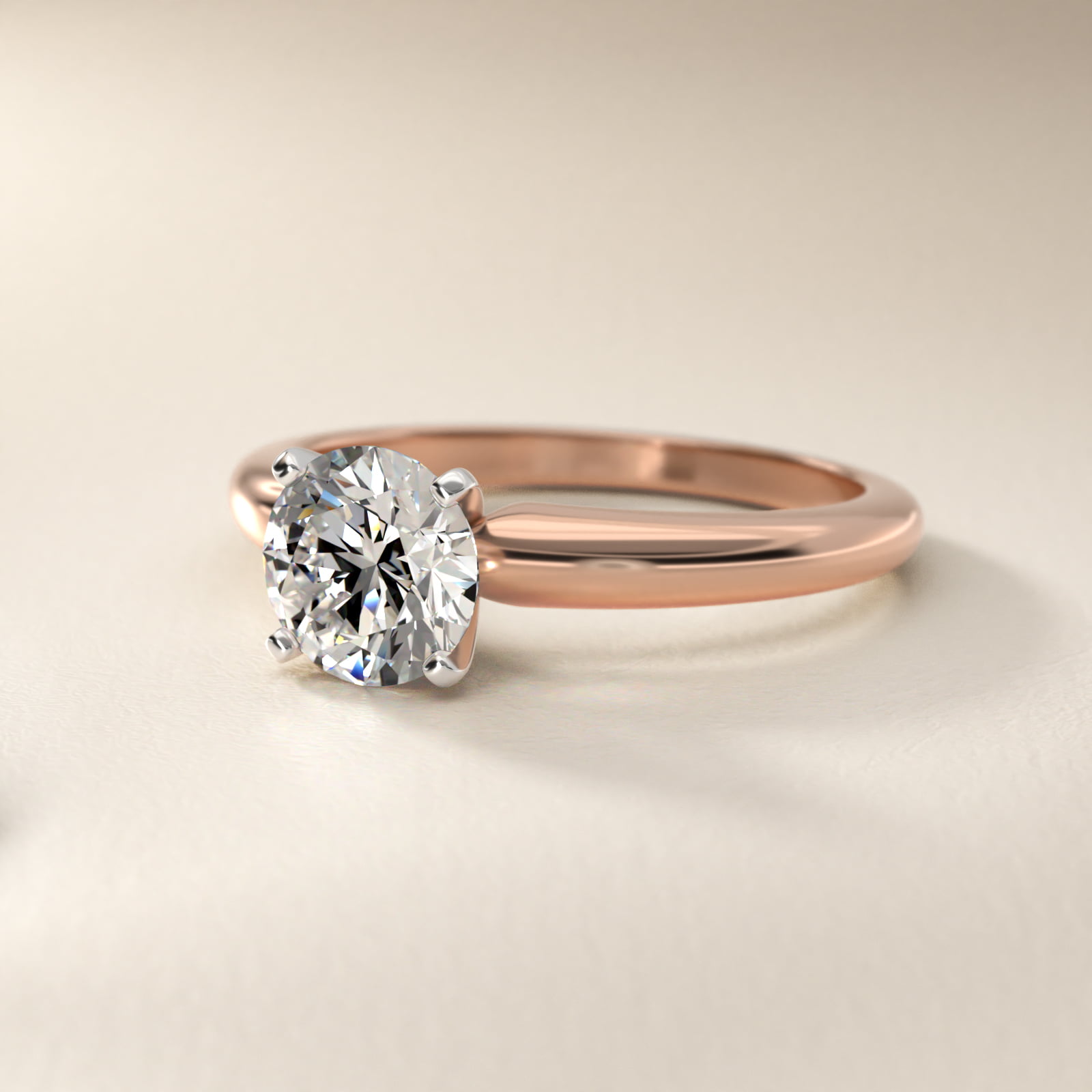 Classic Simple Solitaire Engagement Ring in 14k Rose Gold